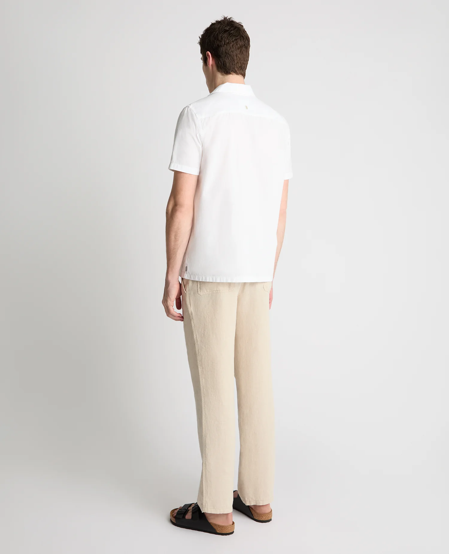 Stone Straight Leg Linen Trousers - Image 3