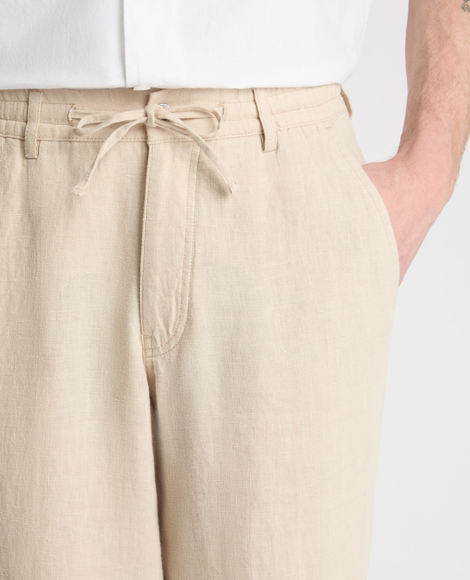 Stone Straight Leg Linen Trousers - Image 4