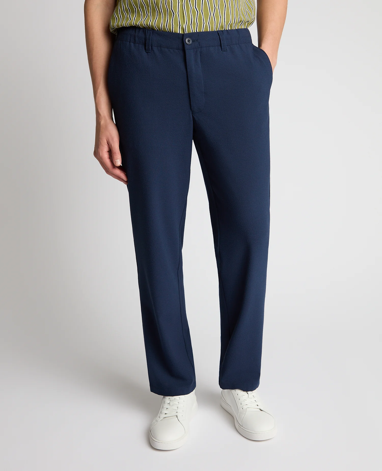 Straight leg polyviscose stretch trouser
