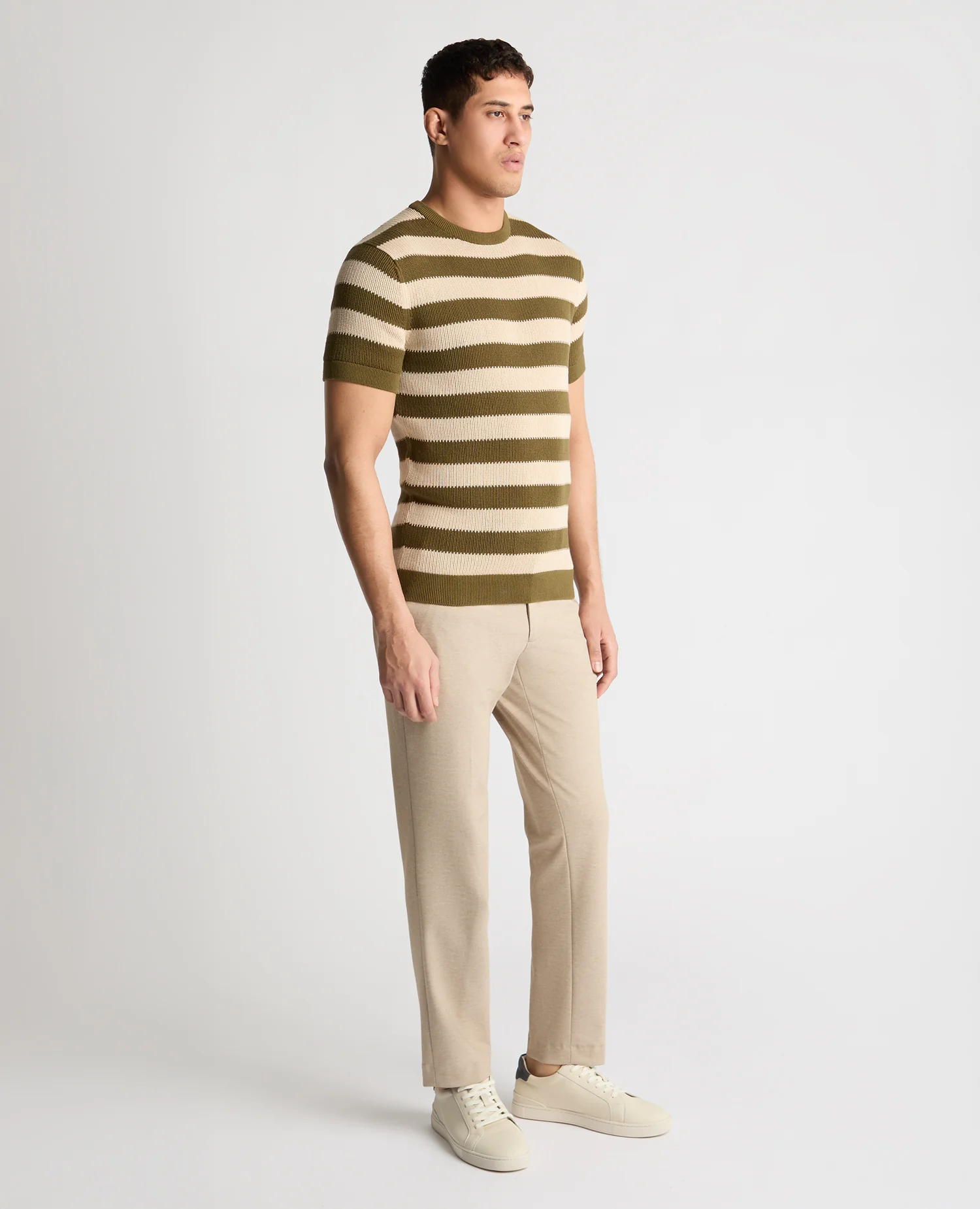 Stripe Knit Crew Neck T-Shirt - Image 4