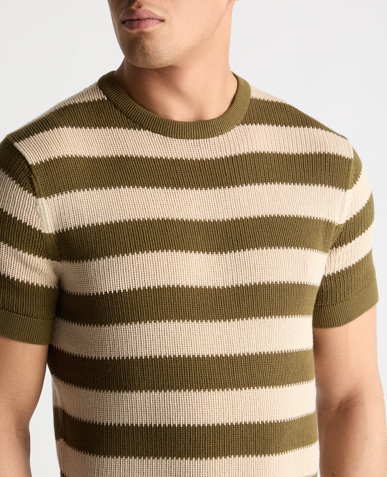 Stripe Knit Crew Neck T-Shirt - Image 5