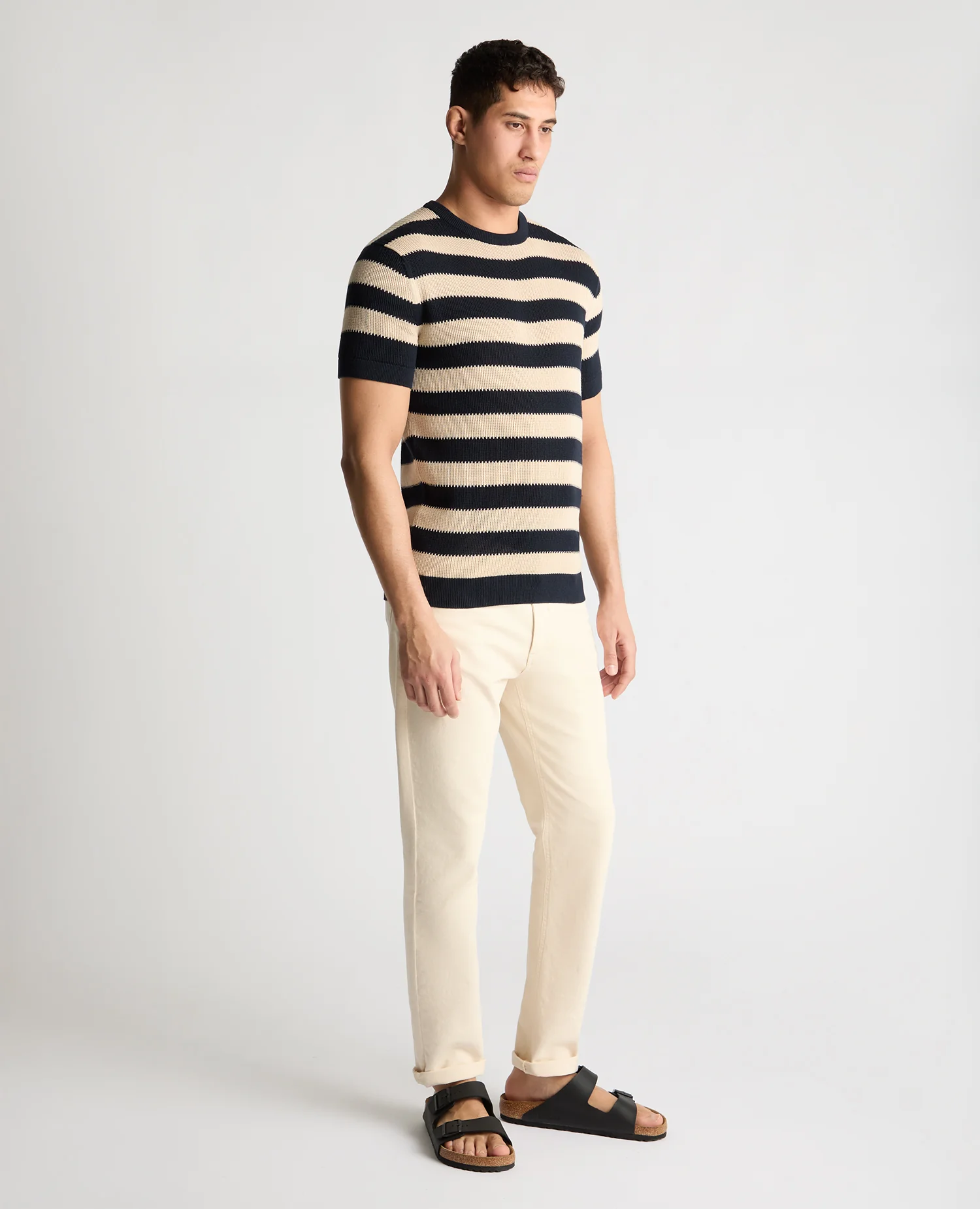 Stripe Knit Crew Neck T-Shirt - Image 4