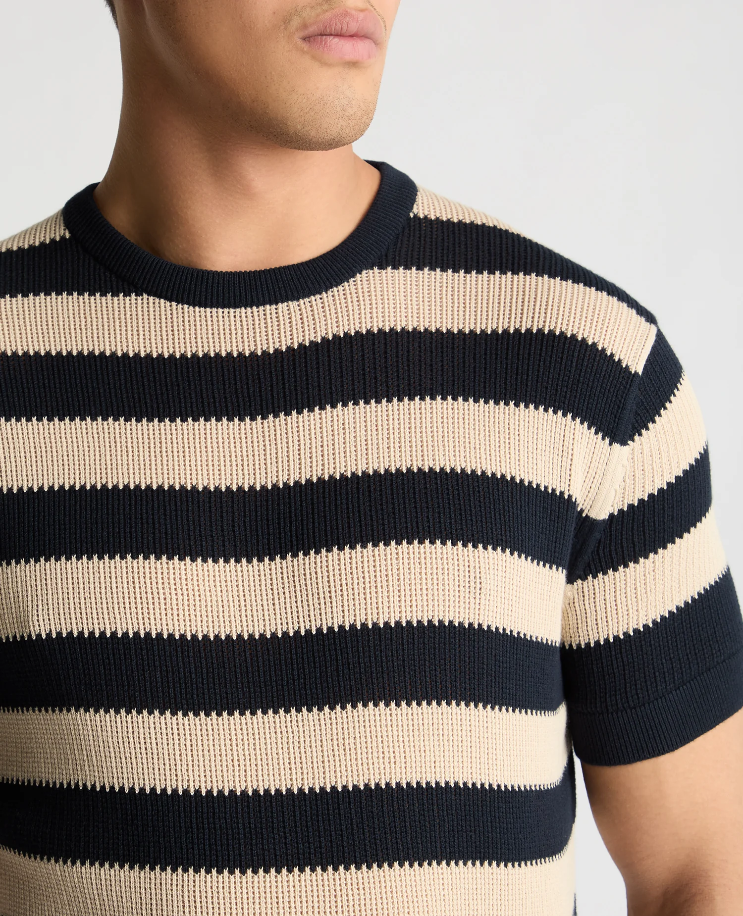 Stripe Knit Crew Neck T-Shirt - Image 5