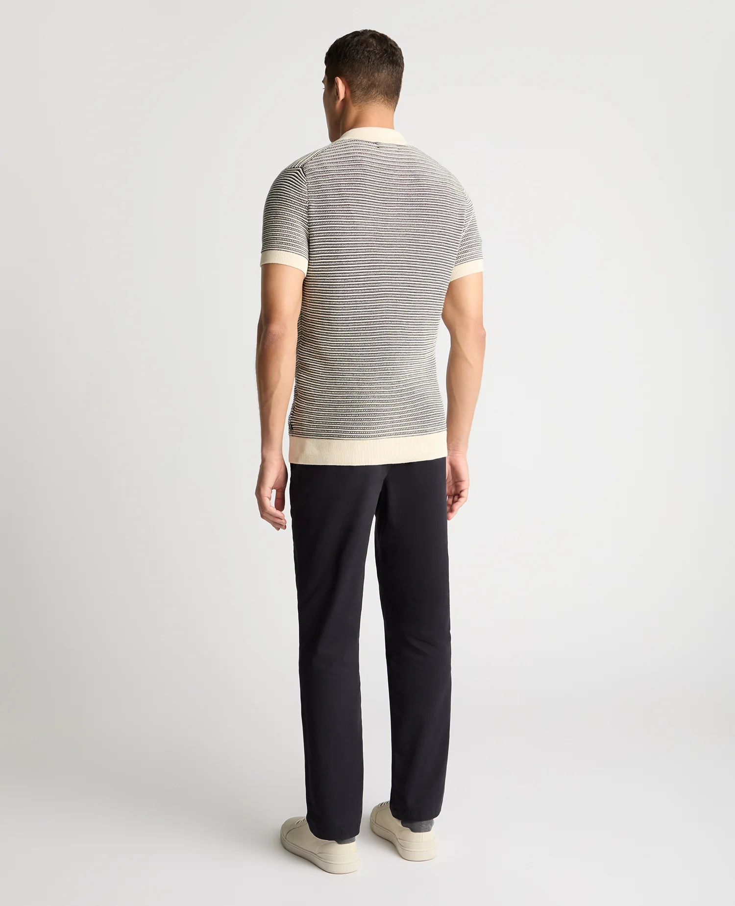 Stripe Knit V-Neck Polo - Image 3