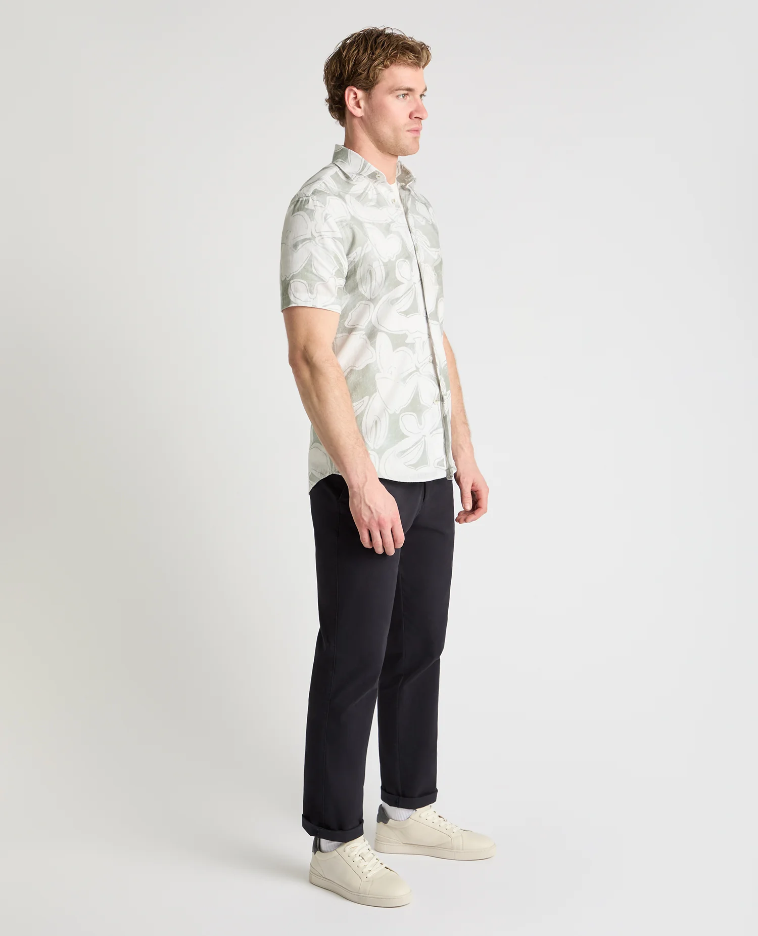Tapered Fit Abstract Floral Print Shirt - Image 4