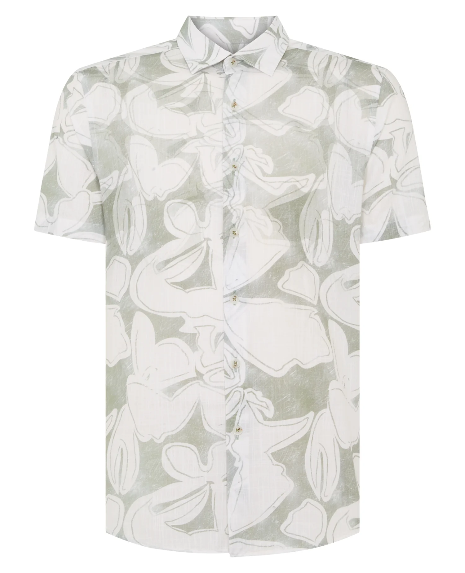 Tapered Fit Abstract Floral Print Shirt - Image 7