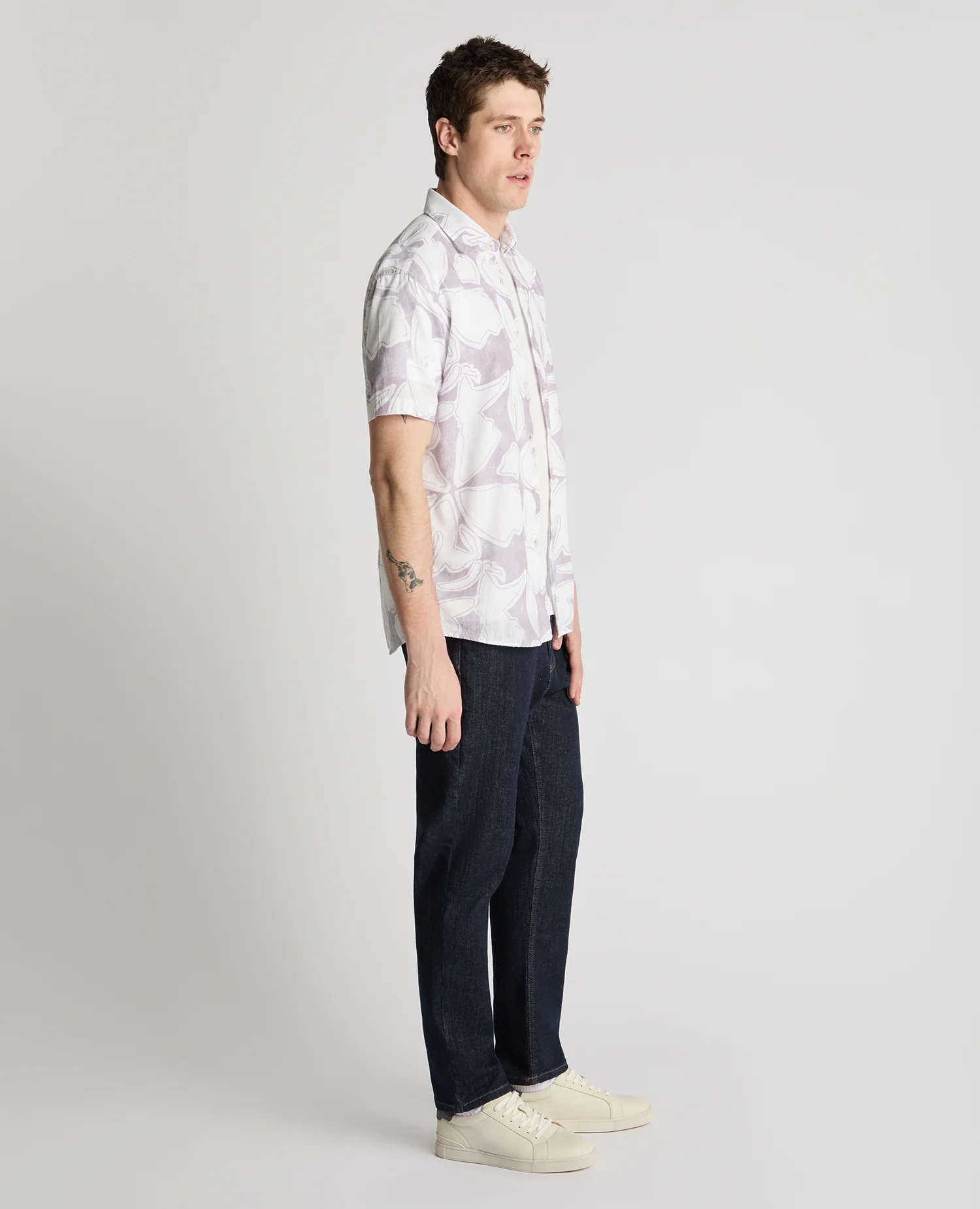 Tapered Fit Abstract Floral Print Shirt - Image 4