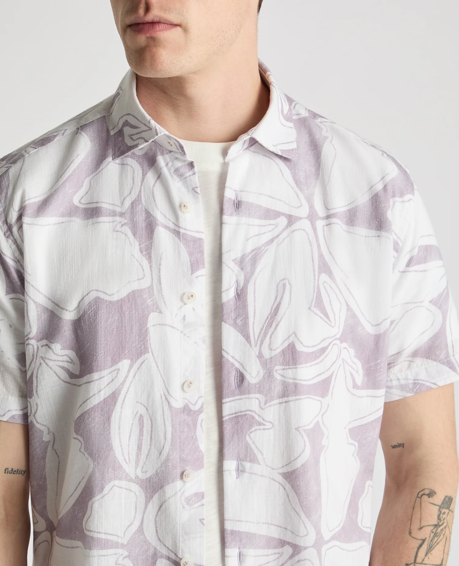 Tapered Fit Abstract Floral Print Shirt - Image 5