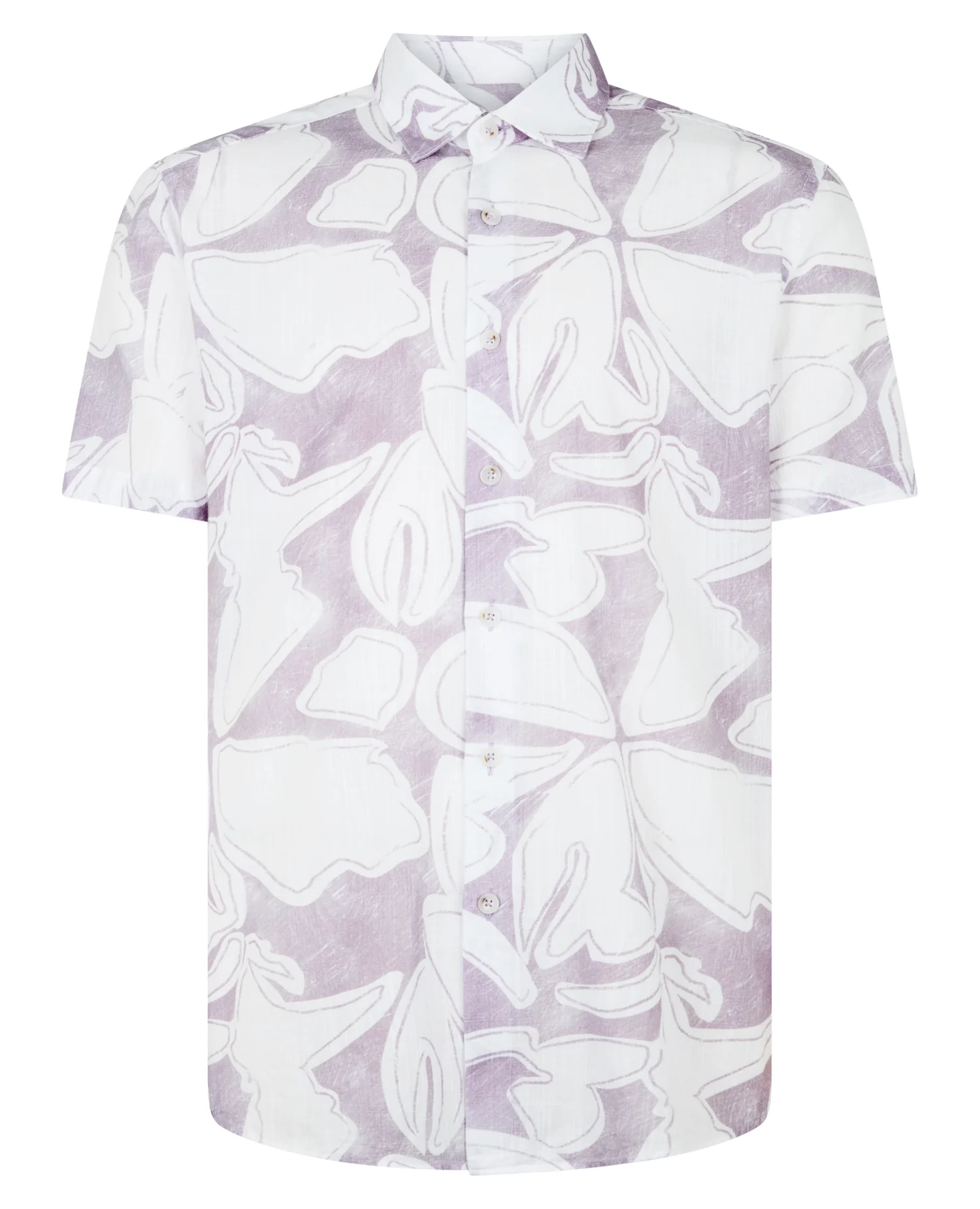 Tapered Fit Abstract Floral Print Shirt - Image 7