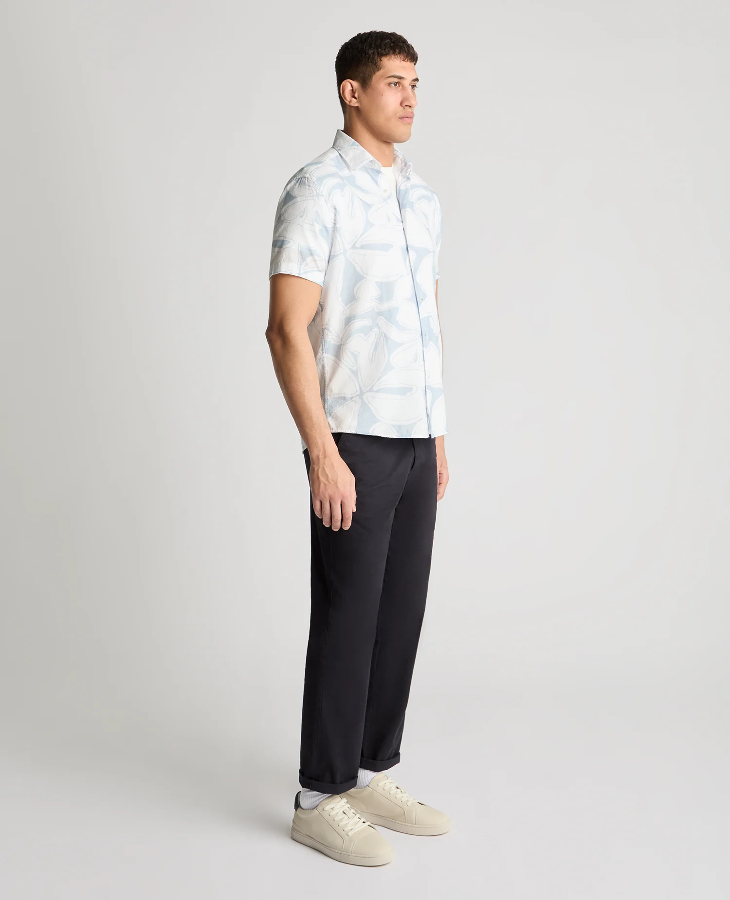 Tapered Fit Abstract Floral Print Shirt - Image 4