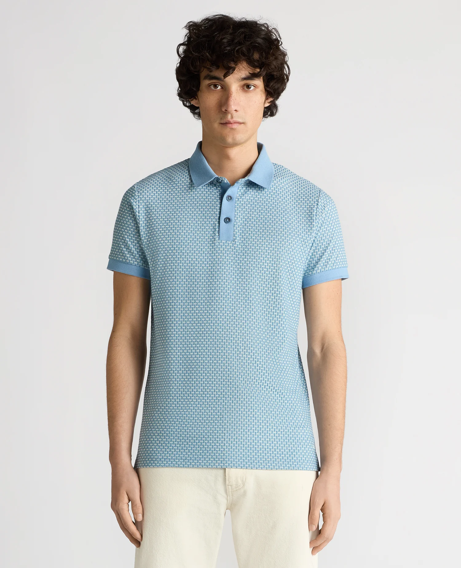 Tapered Fit Basket Weave Polo Shirt