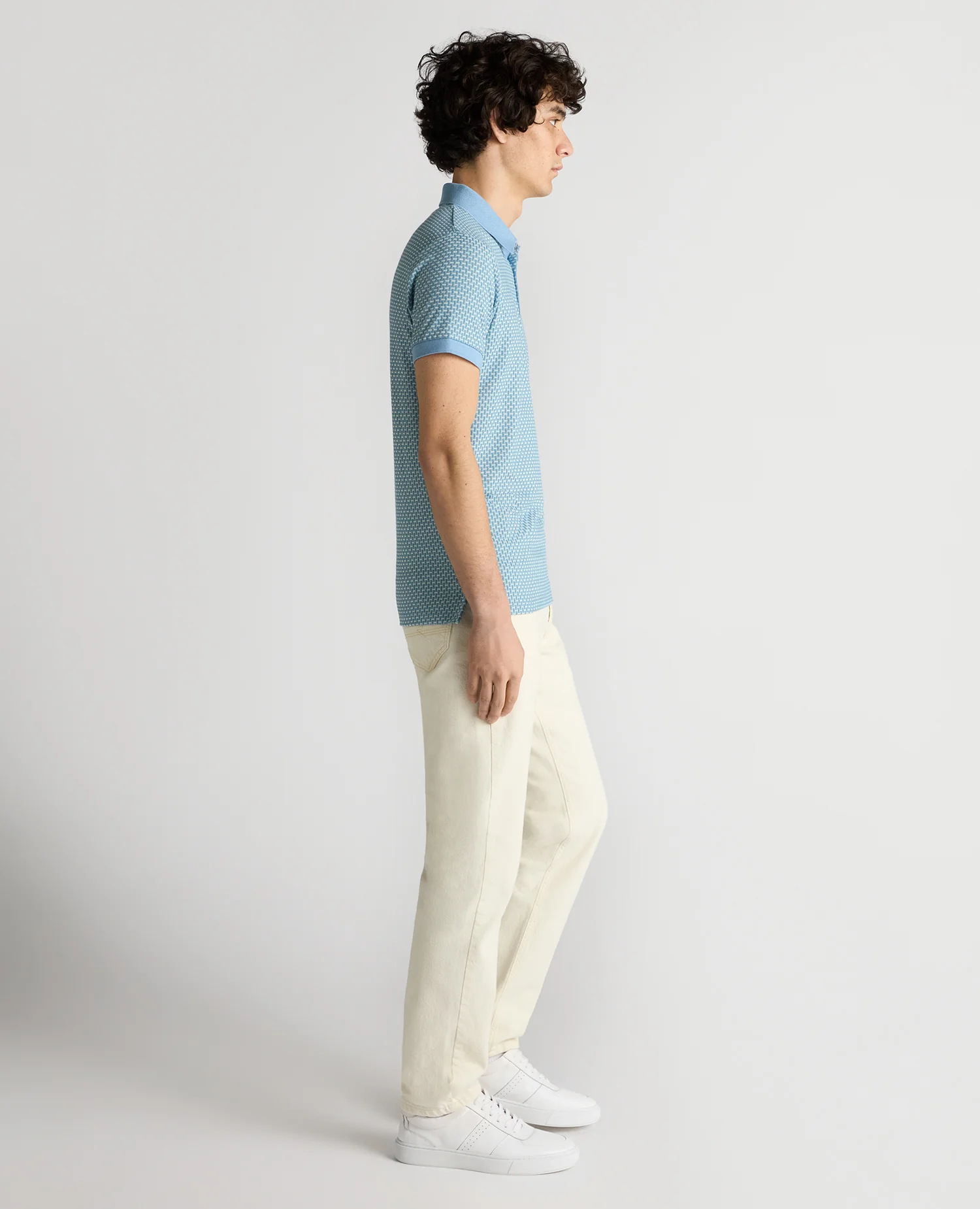 Tapered Fit Basket Weave Polo Shirt - Image 4