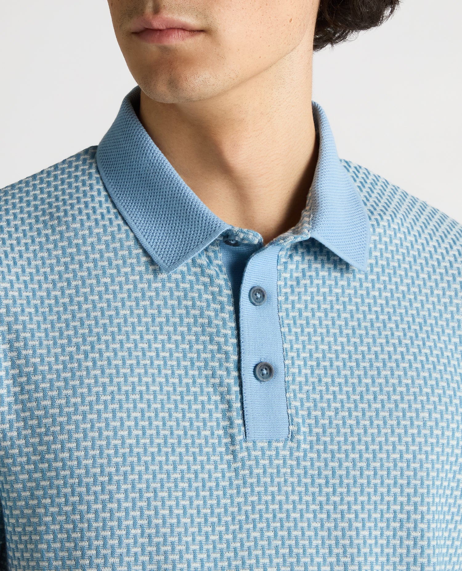 Tapered Fit Basket Weave Polo Shirt - Image 5