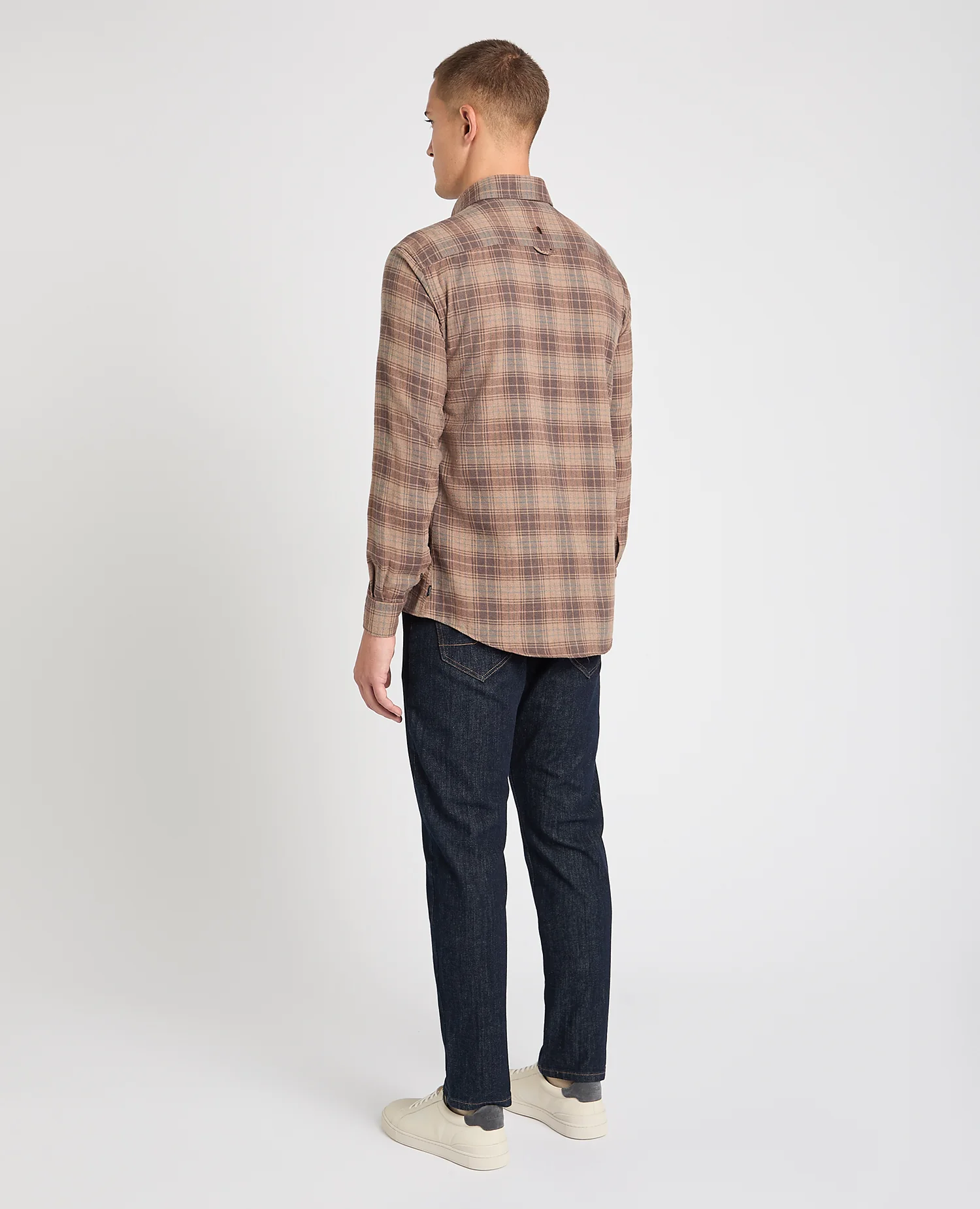Tapered Fit Brown Check Shirt - Image 3
