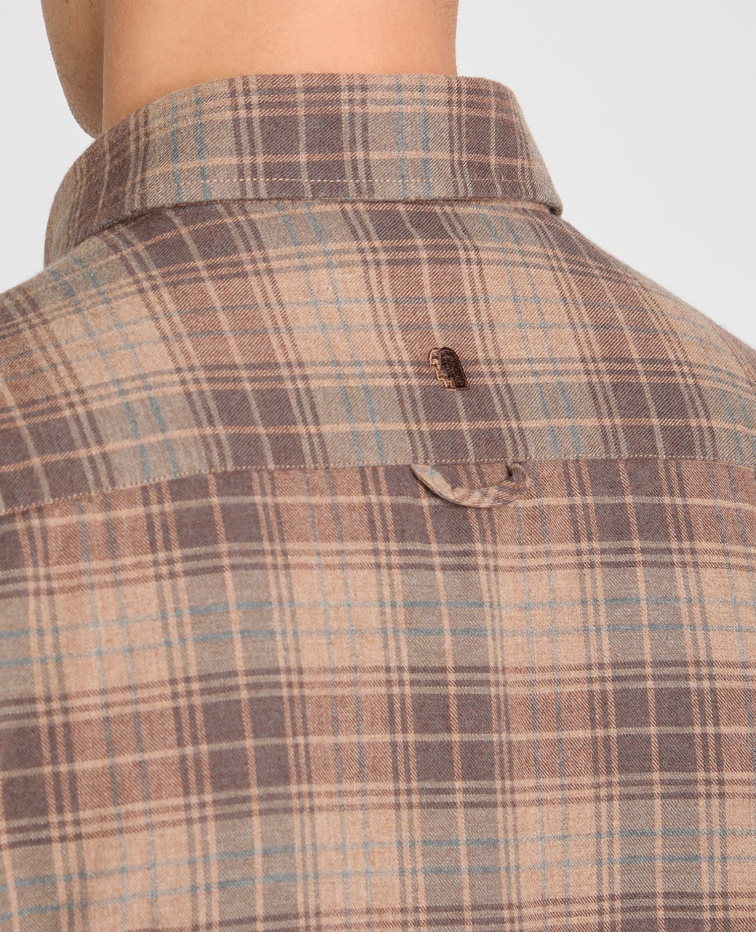 Tapered Fit Brown Check Shirt - Image 6