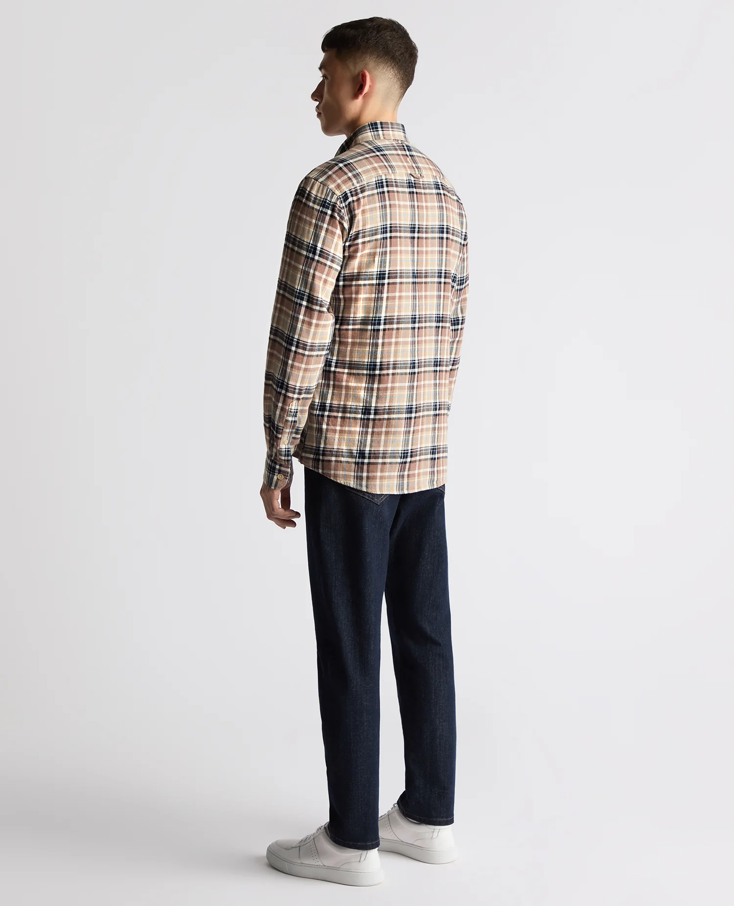 Tapered fit checked cotton shirt - Image 3