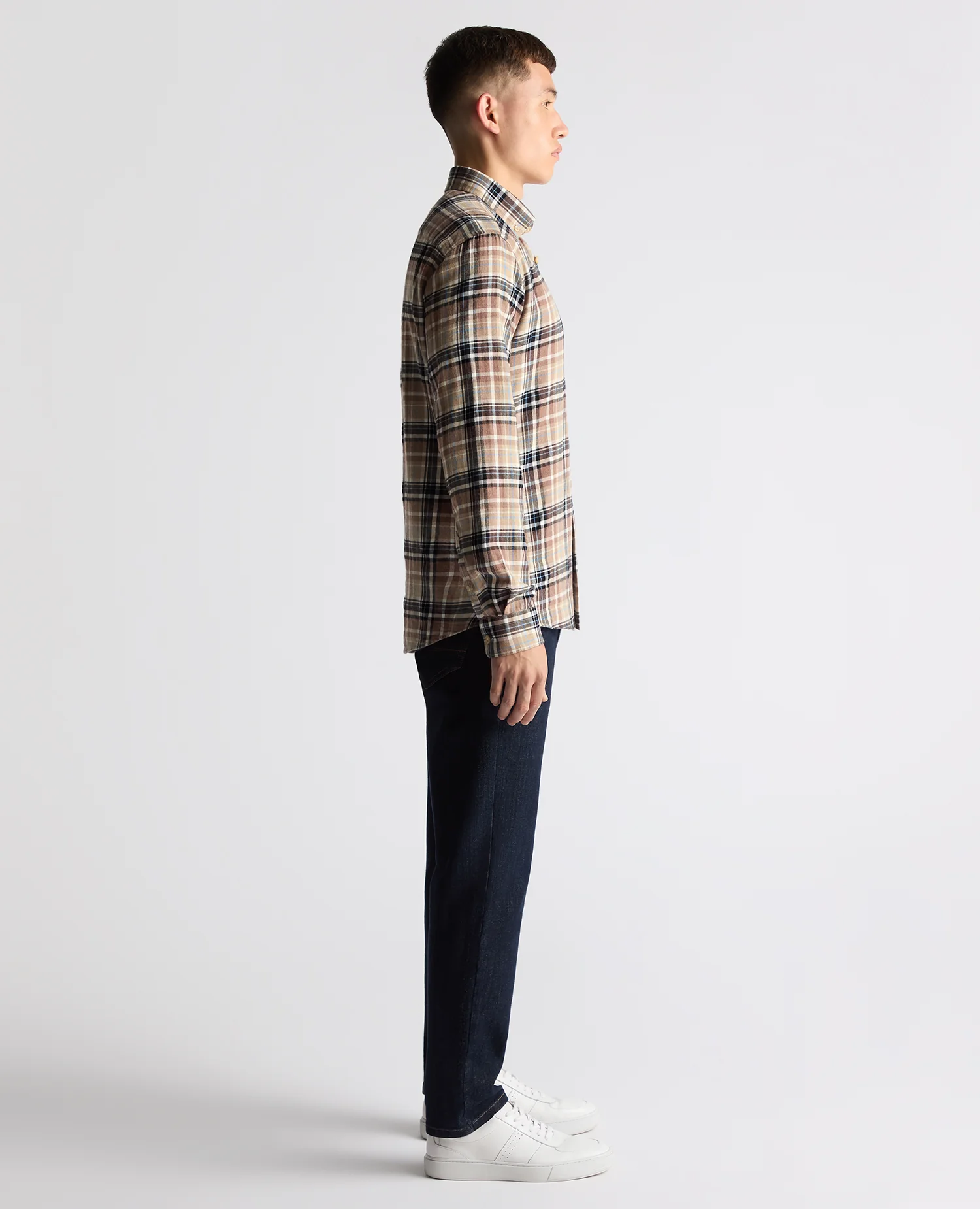 Tapered fit checked cotton shirt - Image 4