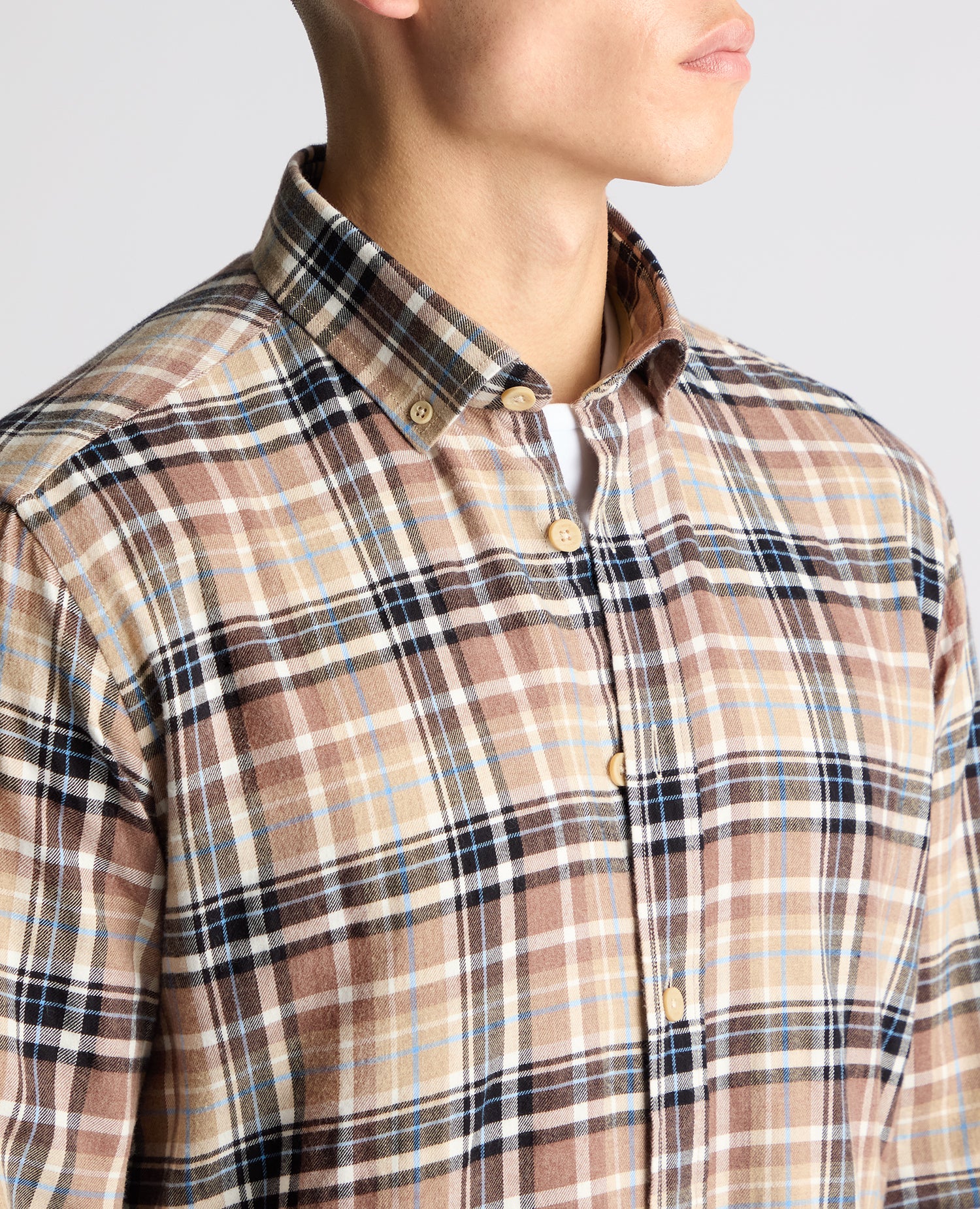 Tapered fit checked cotton shirt - Image 5