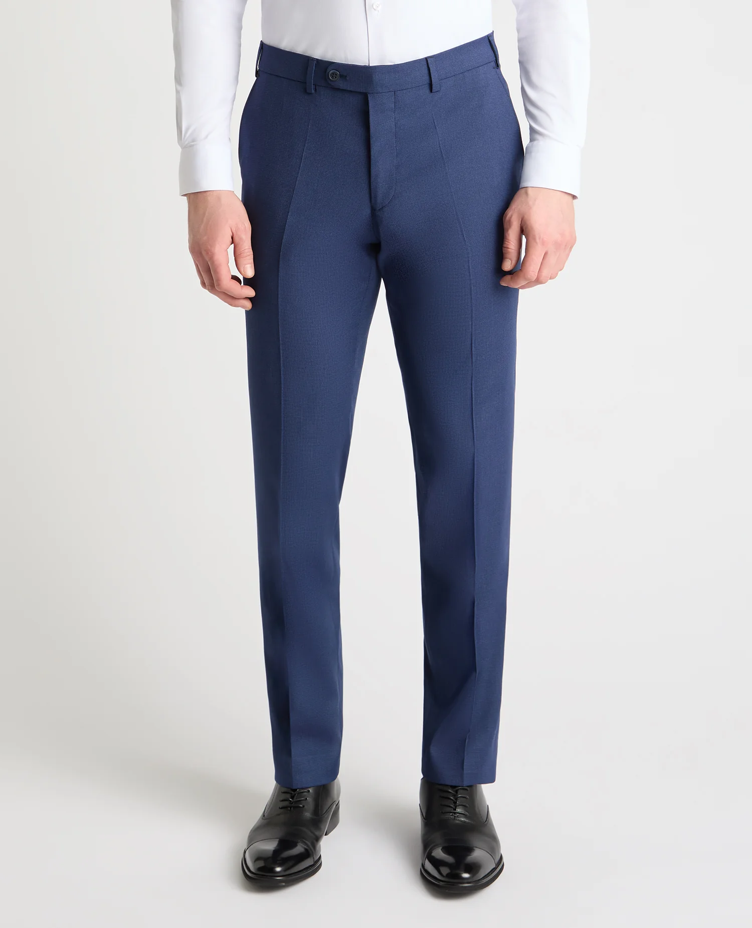 Tapered fit checked polyviscose stretch formal trousers