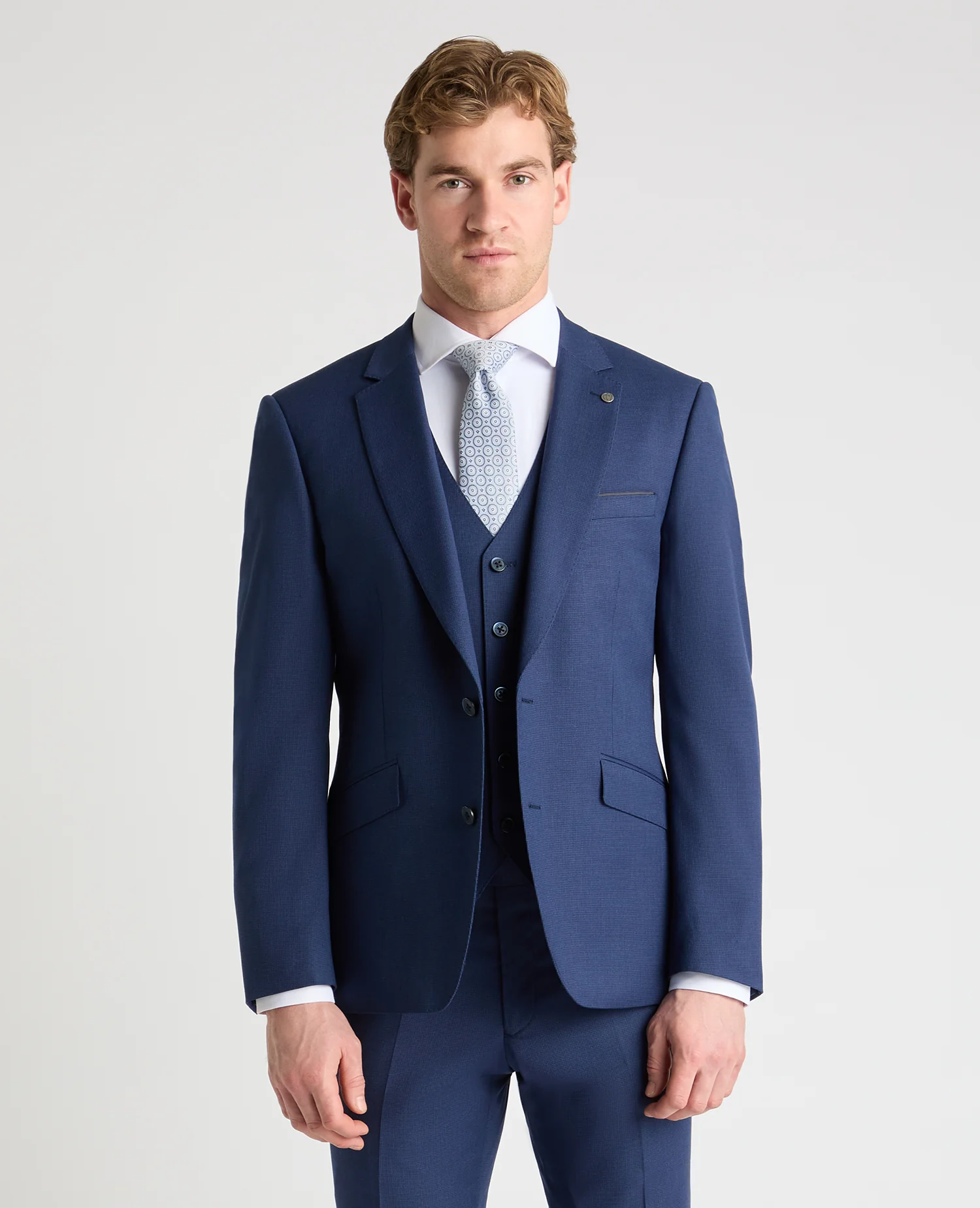 Tapered fit checked polyviscose stretch suit jacket