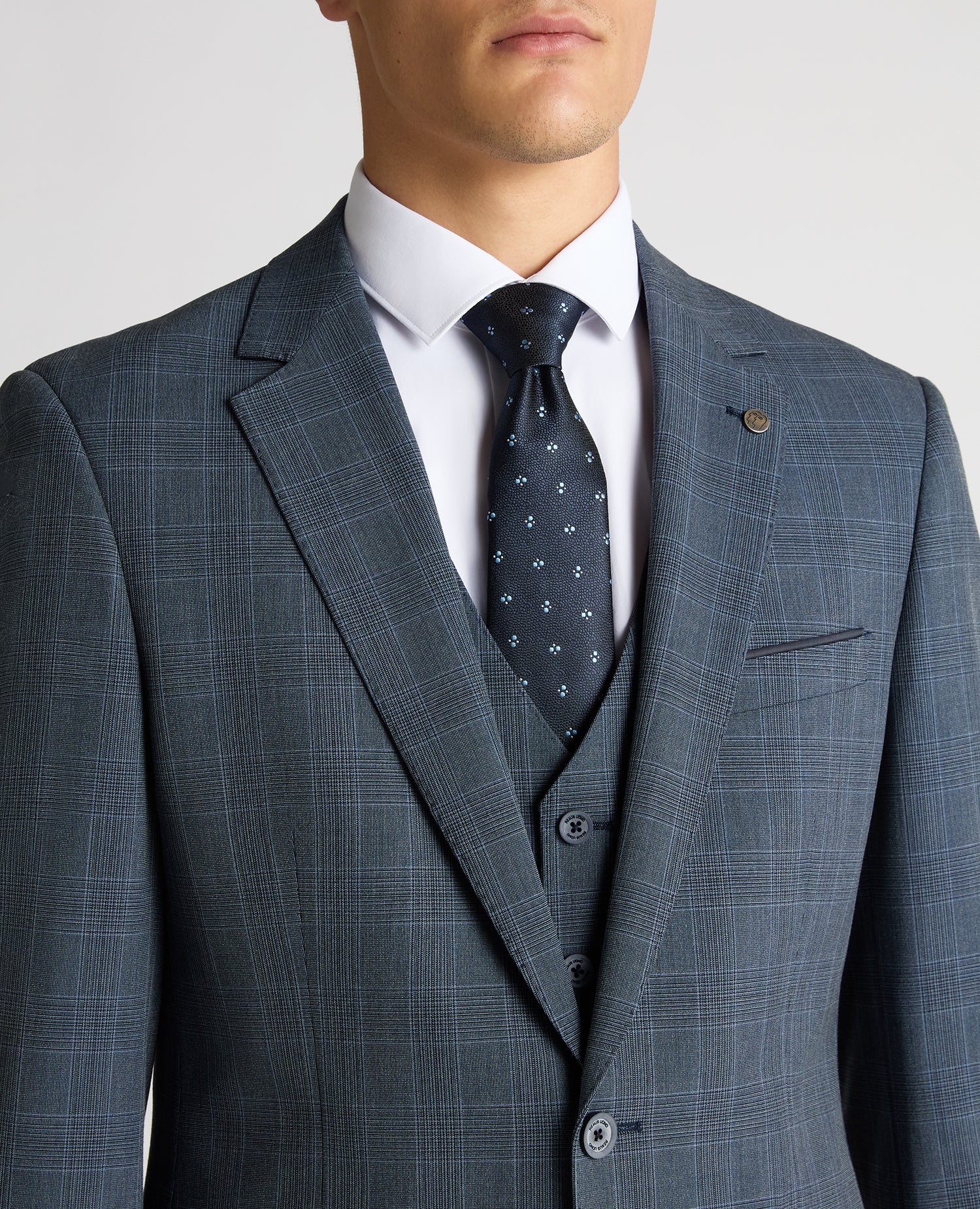 Tapered Fit Checked Stretch Suit - Image 4
