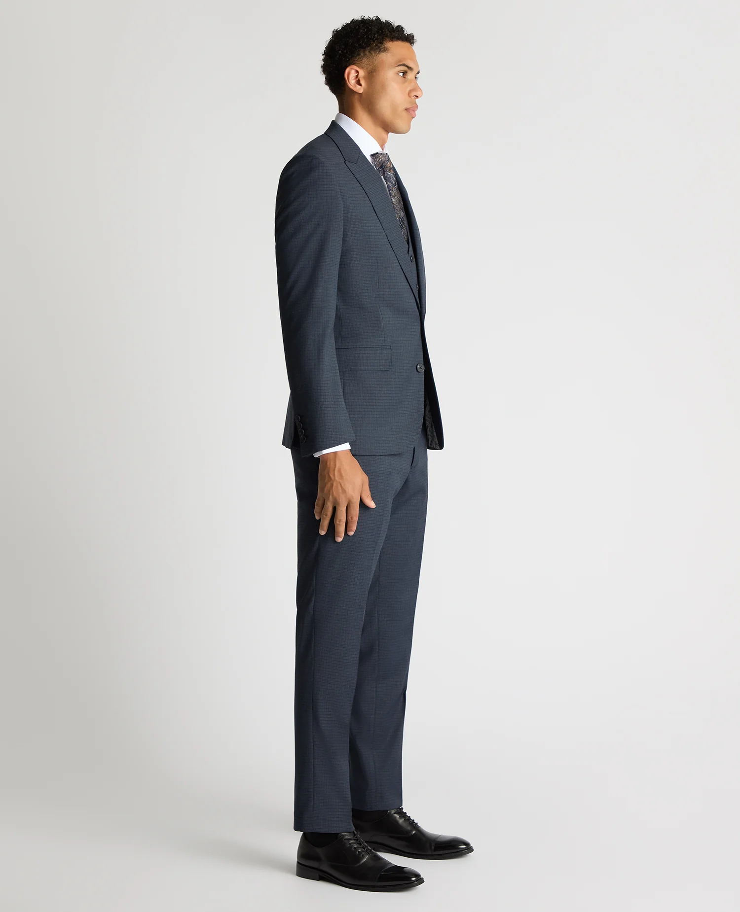 Tapered Fit Checked Stretch Suit Jacket - Image 4