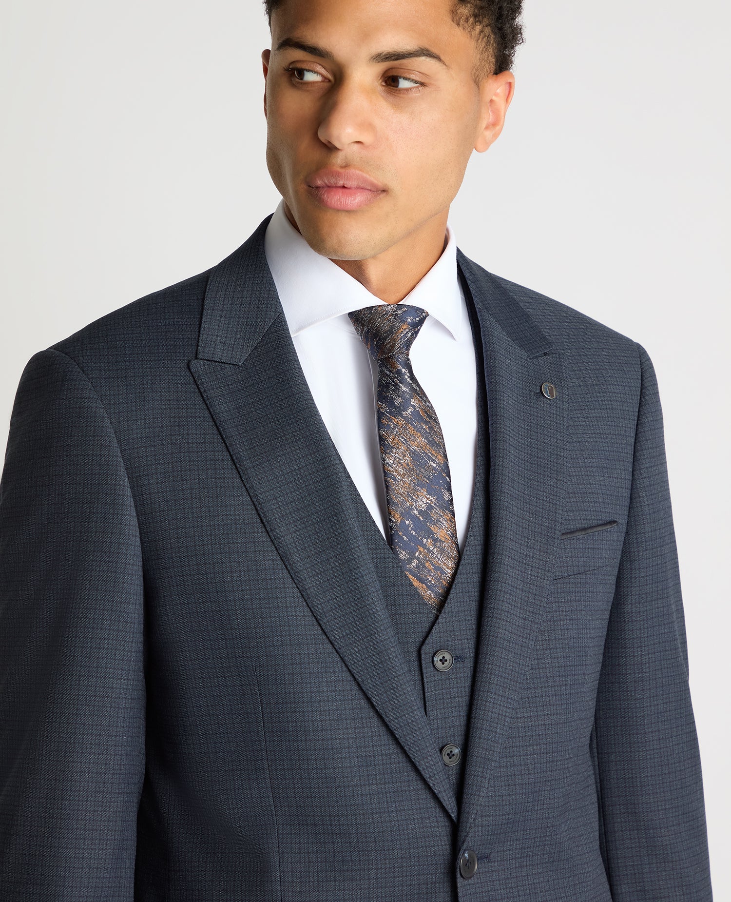 Tapered Fit Checked Stretch Suit Jacket - Image 5
