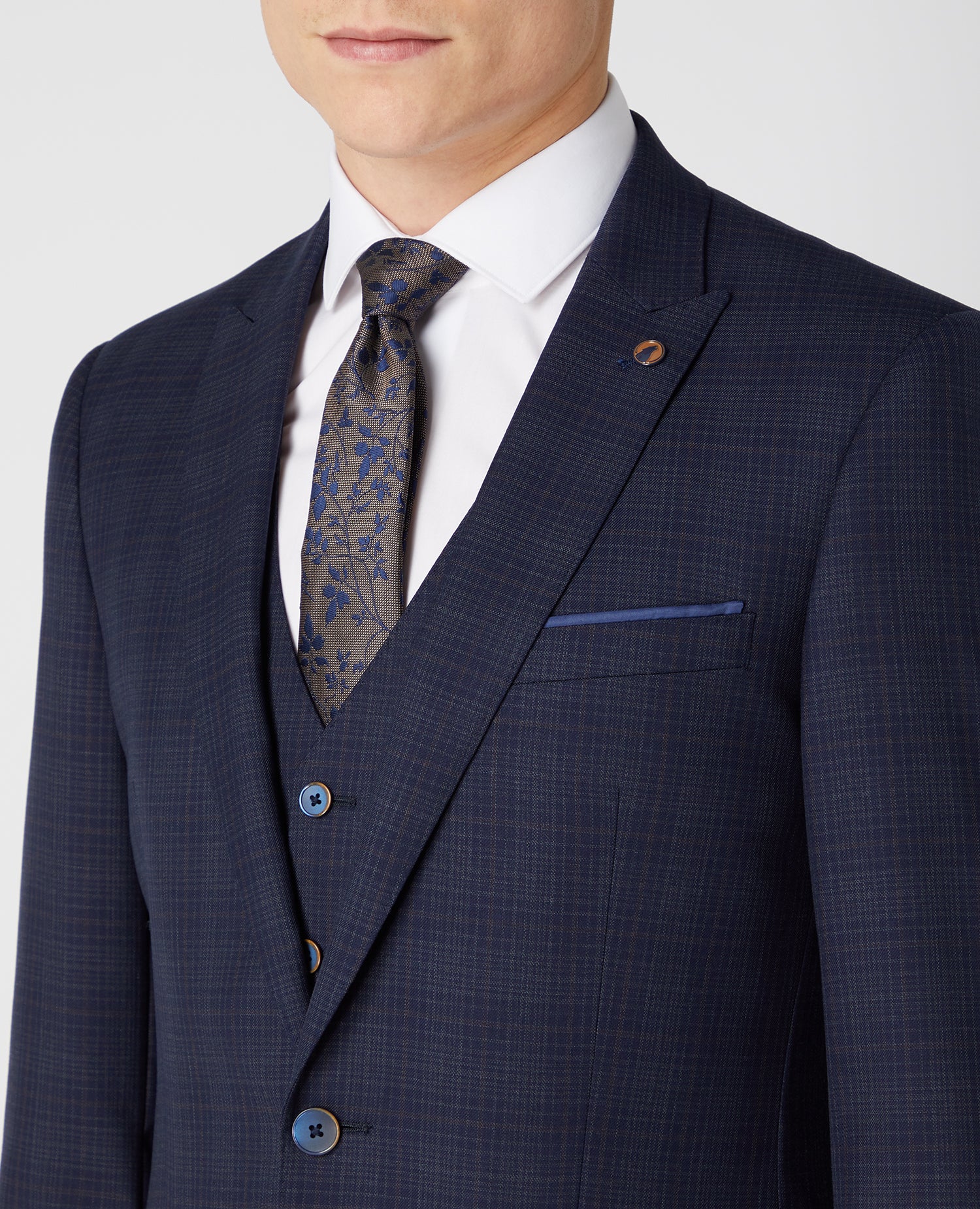 Tapered Fit Checked Wool Rich Mix and Match Suit Jacket - Image 4