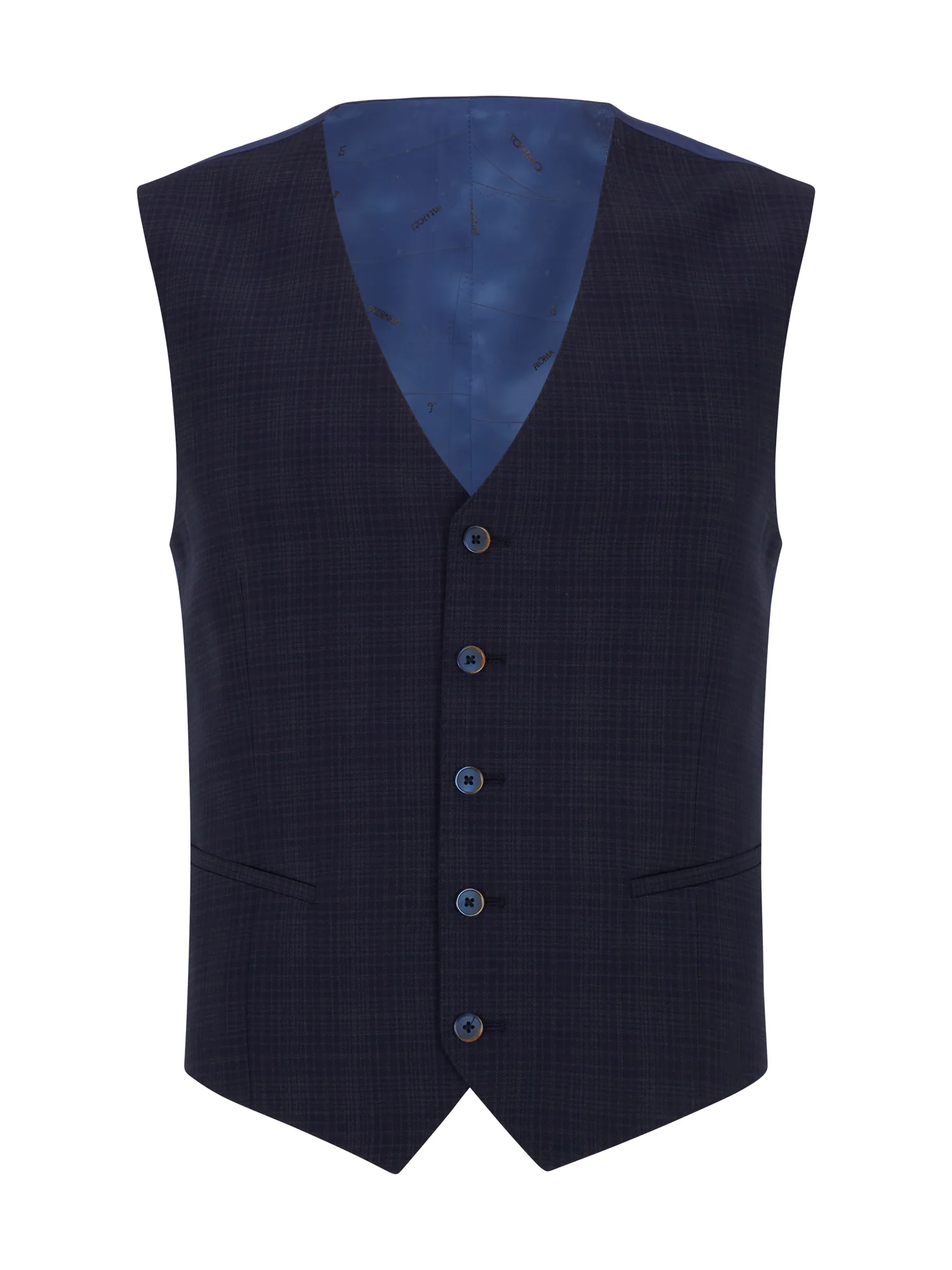 Tapered Fit Checked Wool Rich Mix and Match Suit Waistcoat