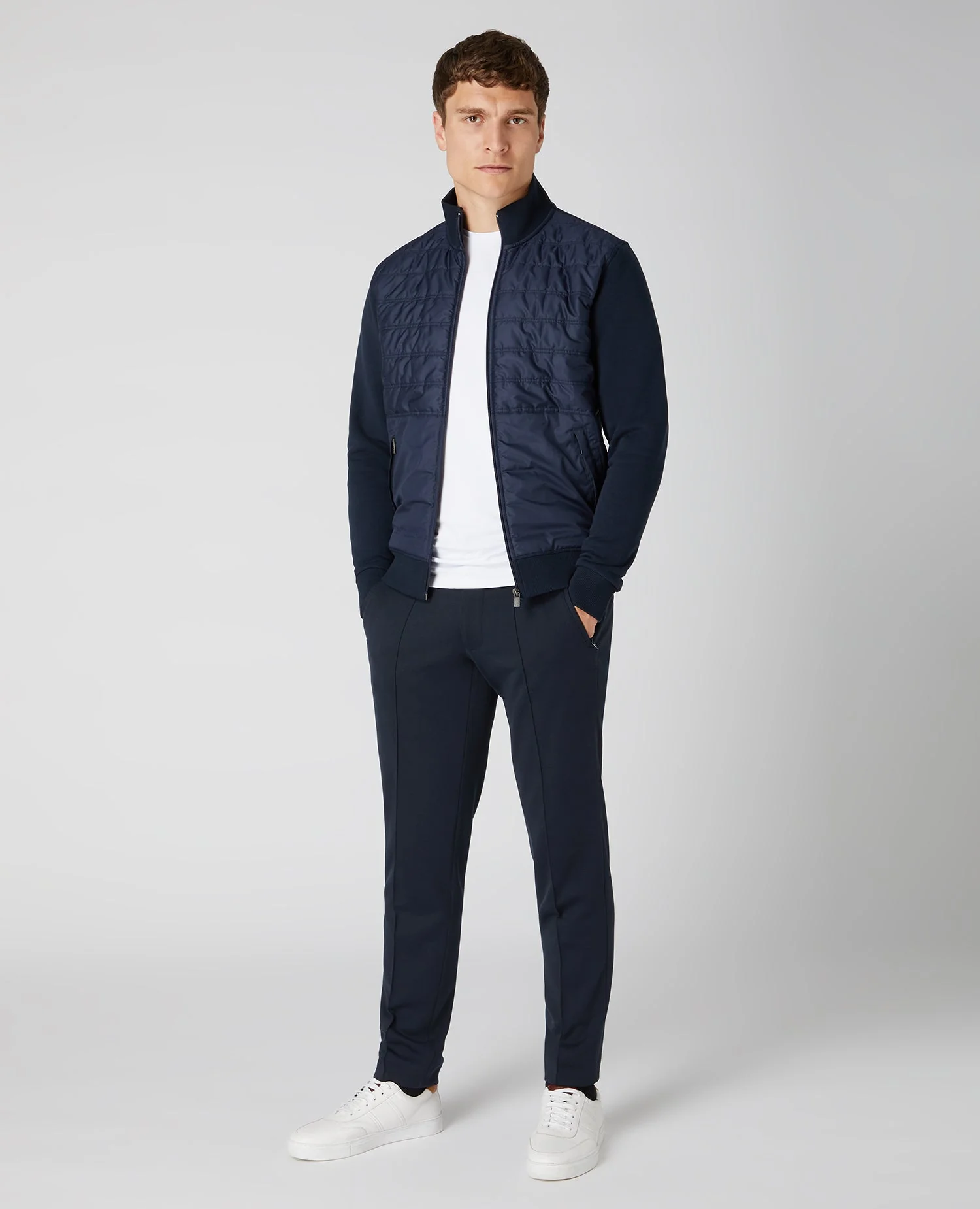 Tapered Fit Quilted Full Zip Sweatshirt - Image 2