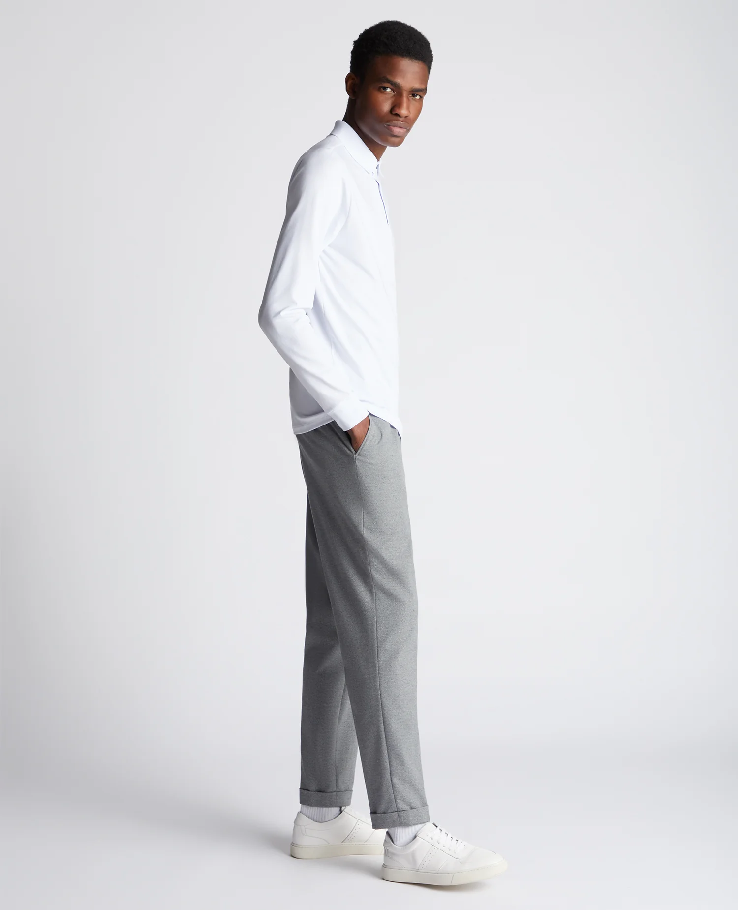 Tapered Fit Cotton-Stretch Polo Shirt - Image 3