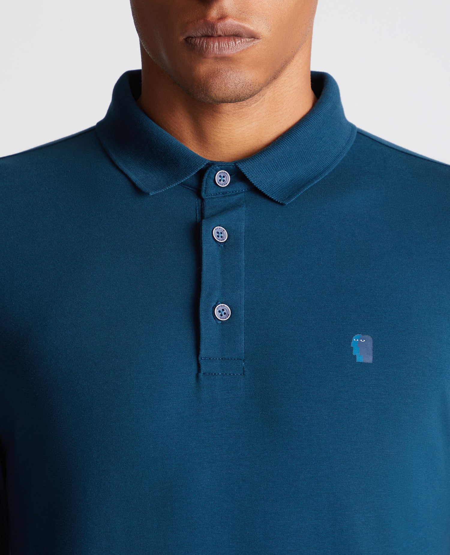 Tapered Fit Cotton-Stretch Long-Sleeve Polo Shirt - Image 5