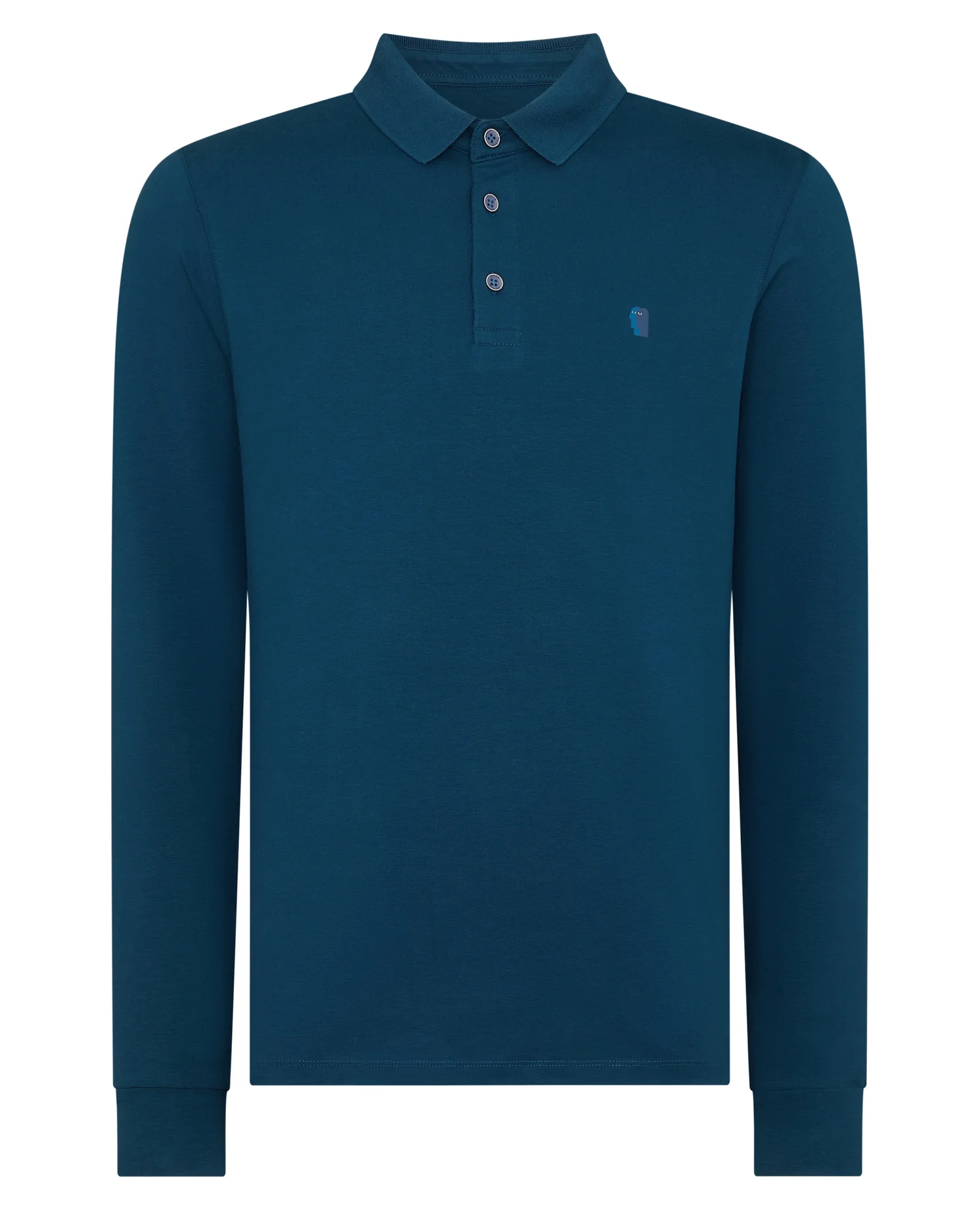 Tapered Fit Cotton-Stretch Long-Sleeve Polo Shirt - Image 6