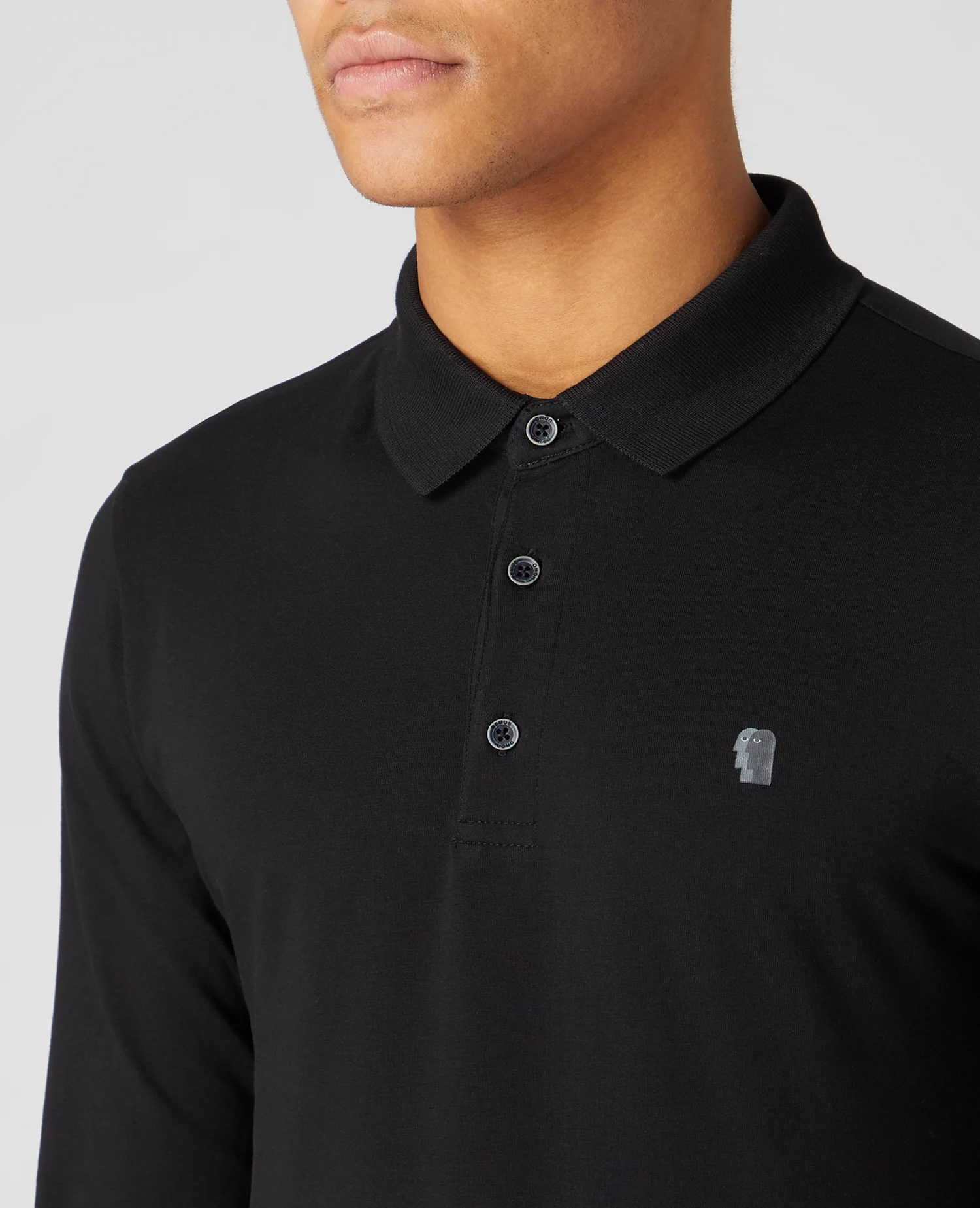 Tapered Fit Cotton-Stretch Long-Sleeve Polo Shirt - Image 4