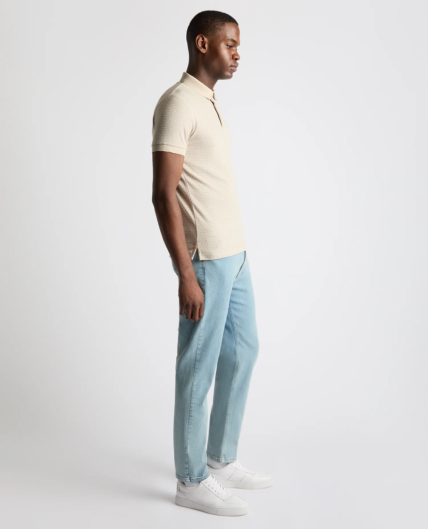 Weave Design Stretch Polo Shirt - Image 4