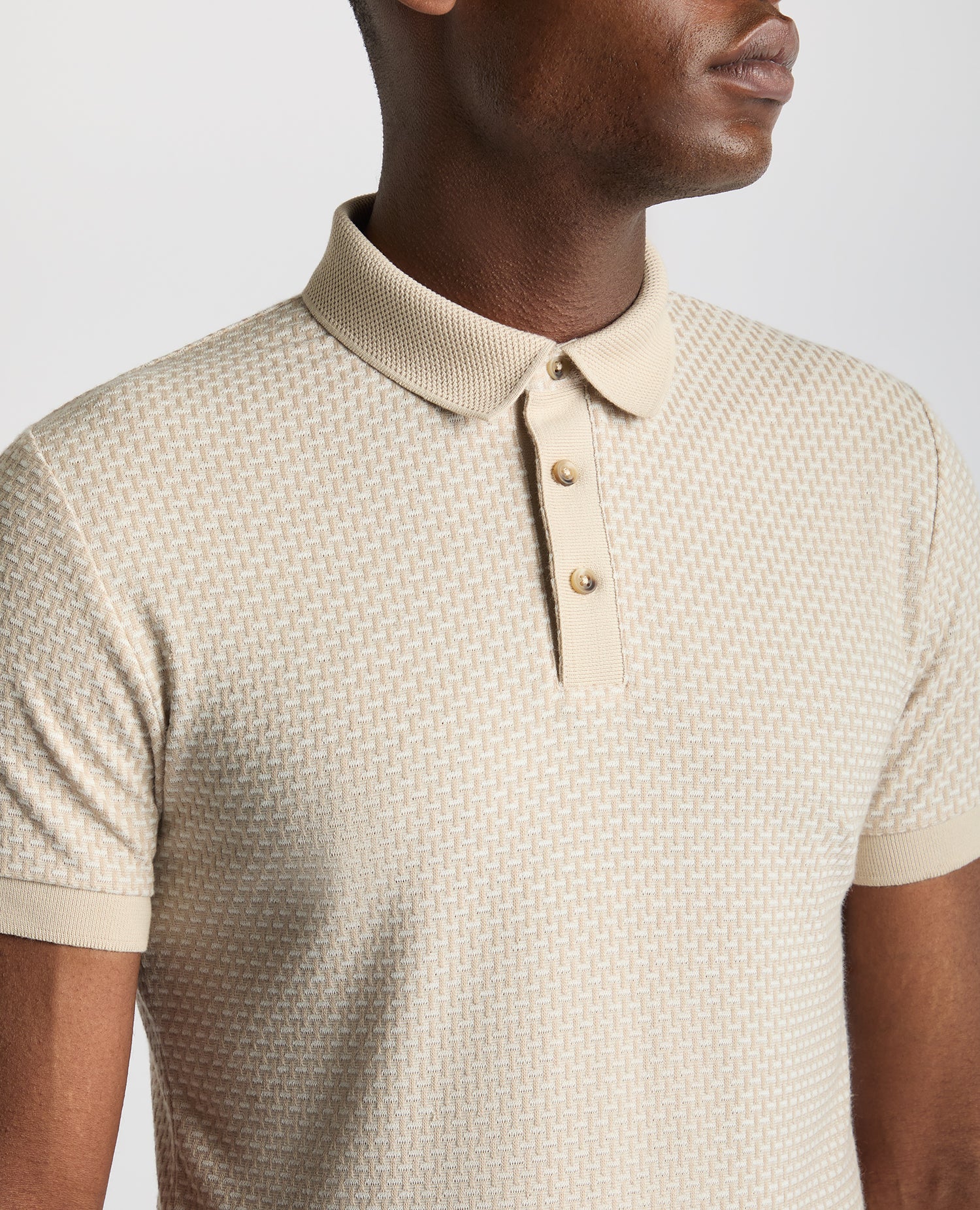 Weave Design Stretch Polo Shirt - Image 5