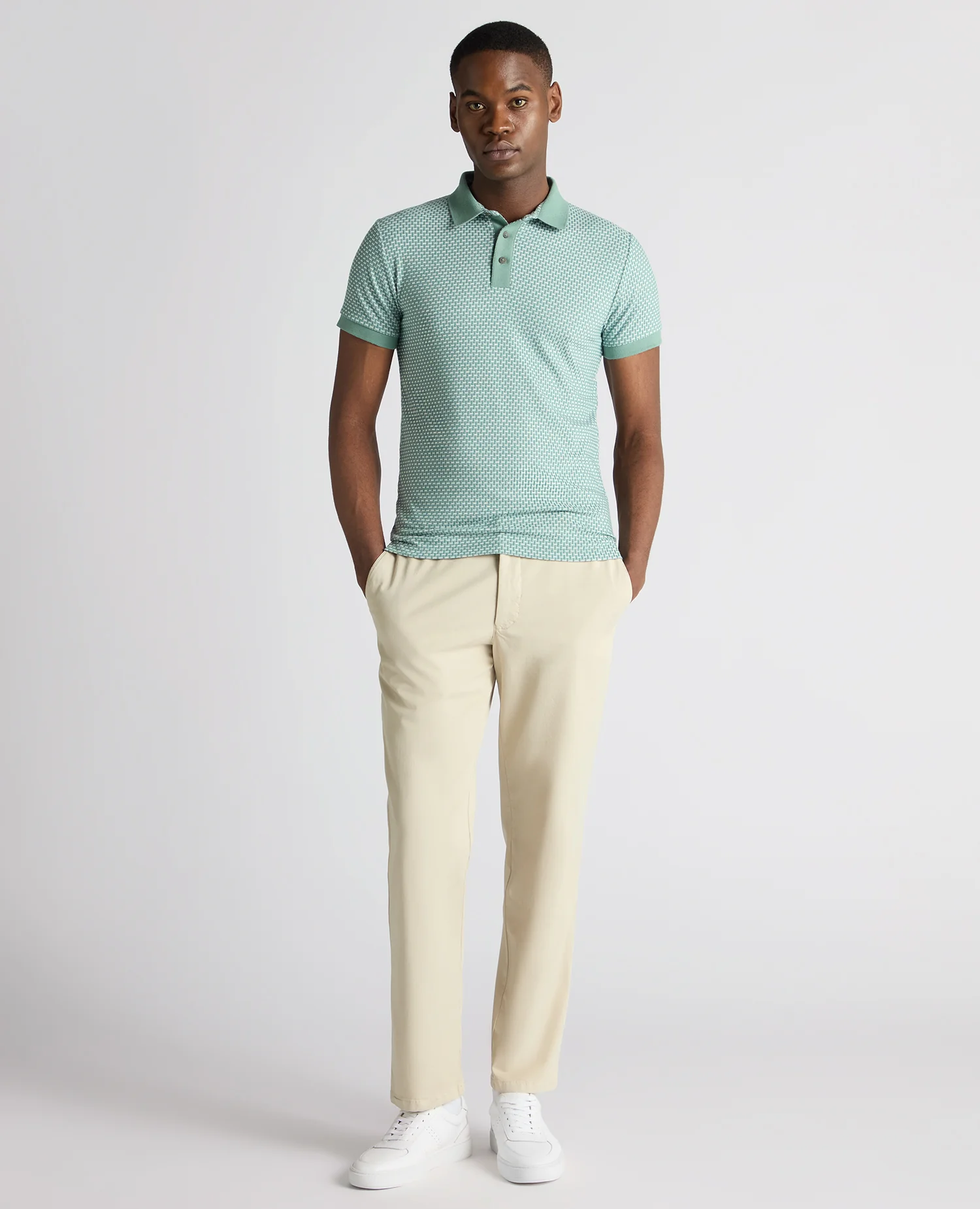 Weave Design Stretch Polo Shirt - Image 2