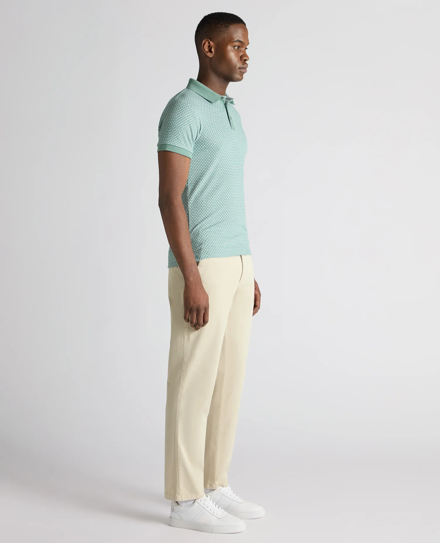 Weave Design Stretch Polo Shirt - Image 4