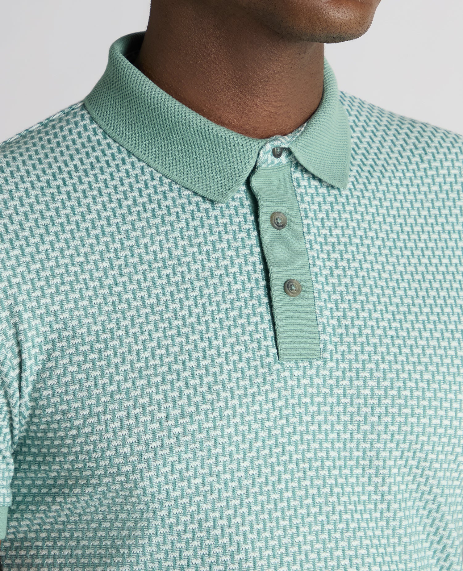 Weave Design Stretch Polo Shirt - Image 5