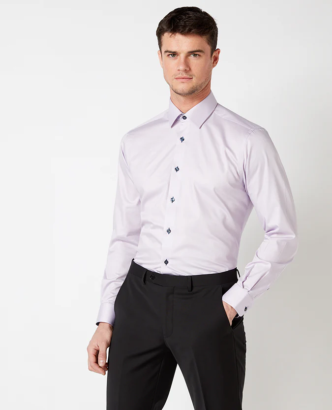 Tapered Fit Cotton-Blend Satin Shirt