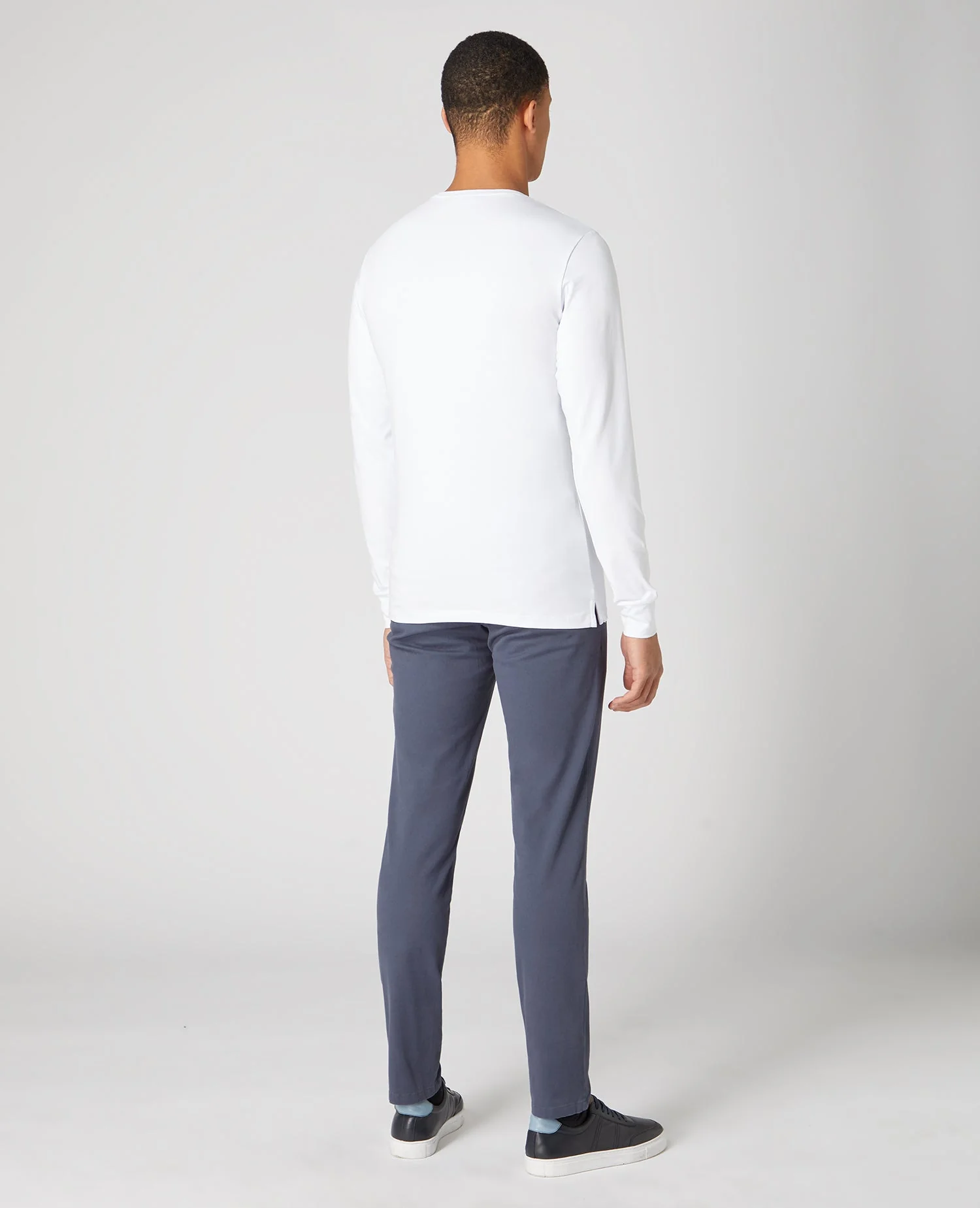 Tapered Fit Cotton-Stretch Long Sleeve T-Shirt - Image 3
