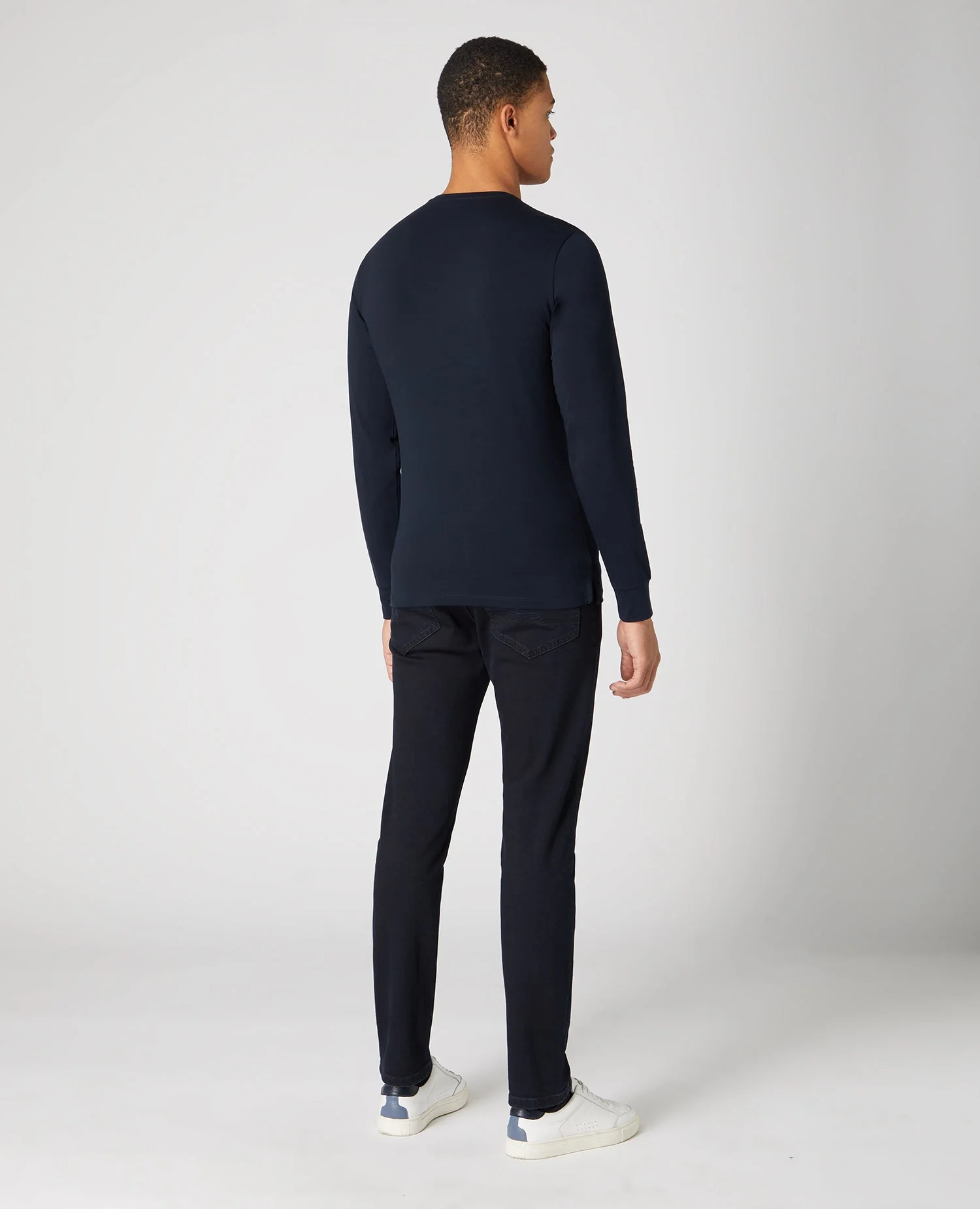 Tapered Fit Cotton-Stretch Long Sleeve T-Shirt - Image 3