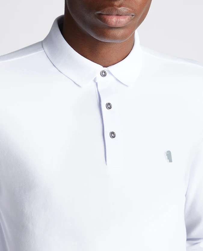 Tapered Fit Cotton-Stretch Long-Sleeve Polo Shirt - Image 5
