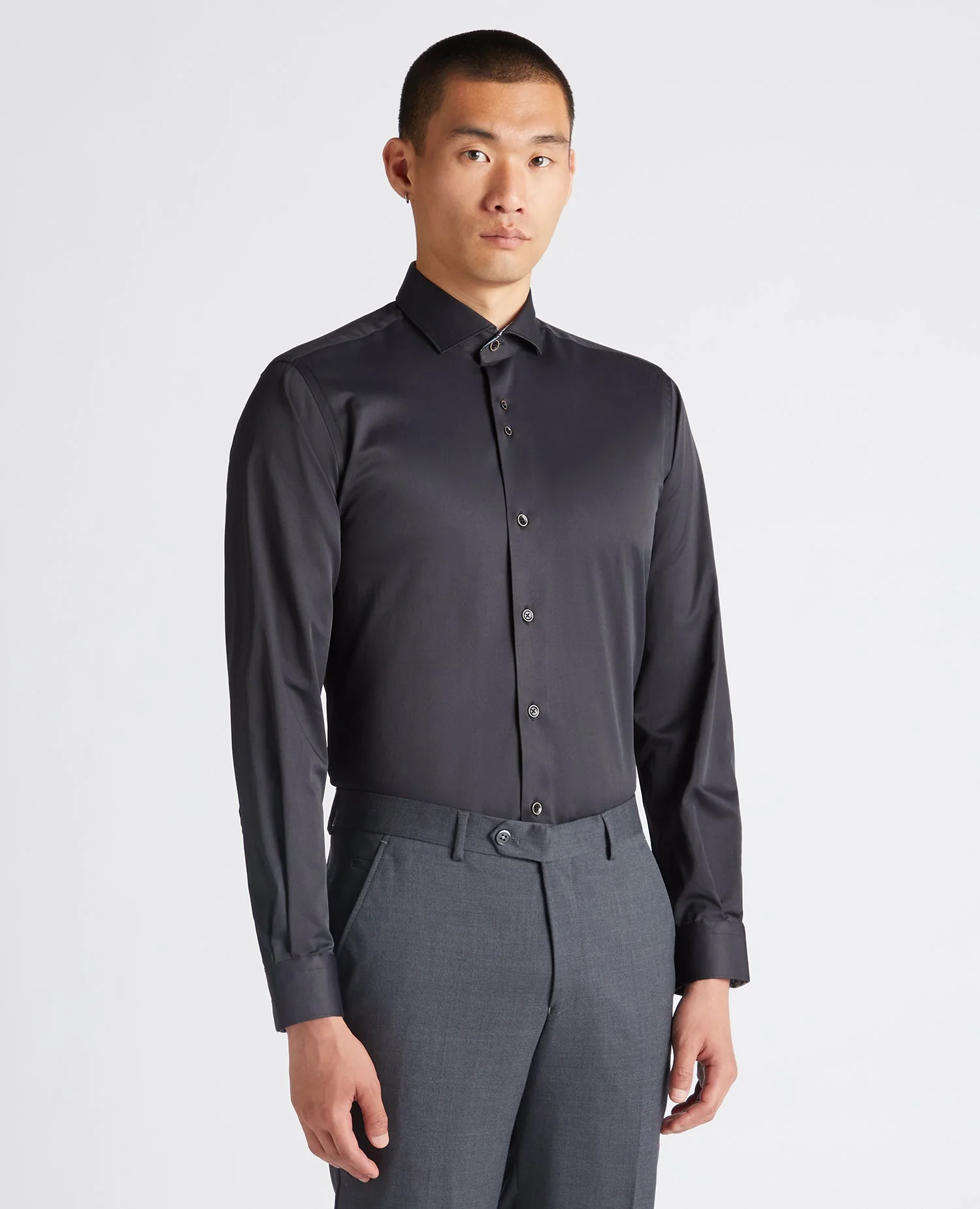 Tapered Fit Cotton-Blend Stretch Shirt