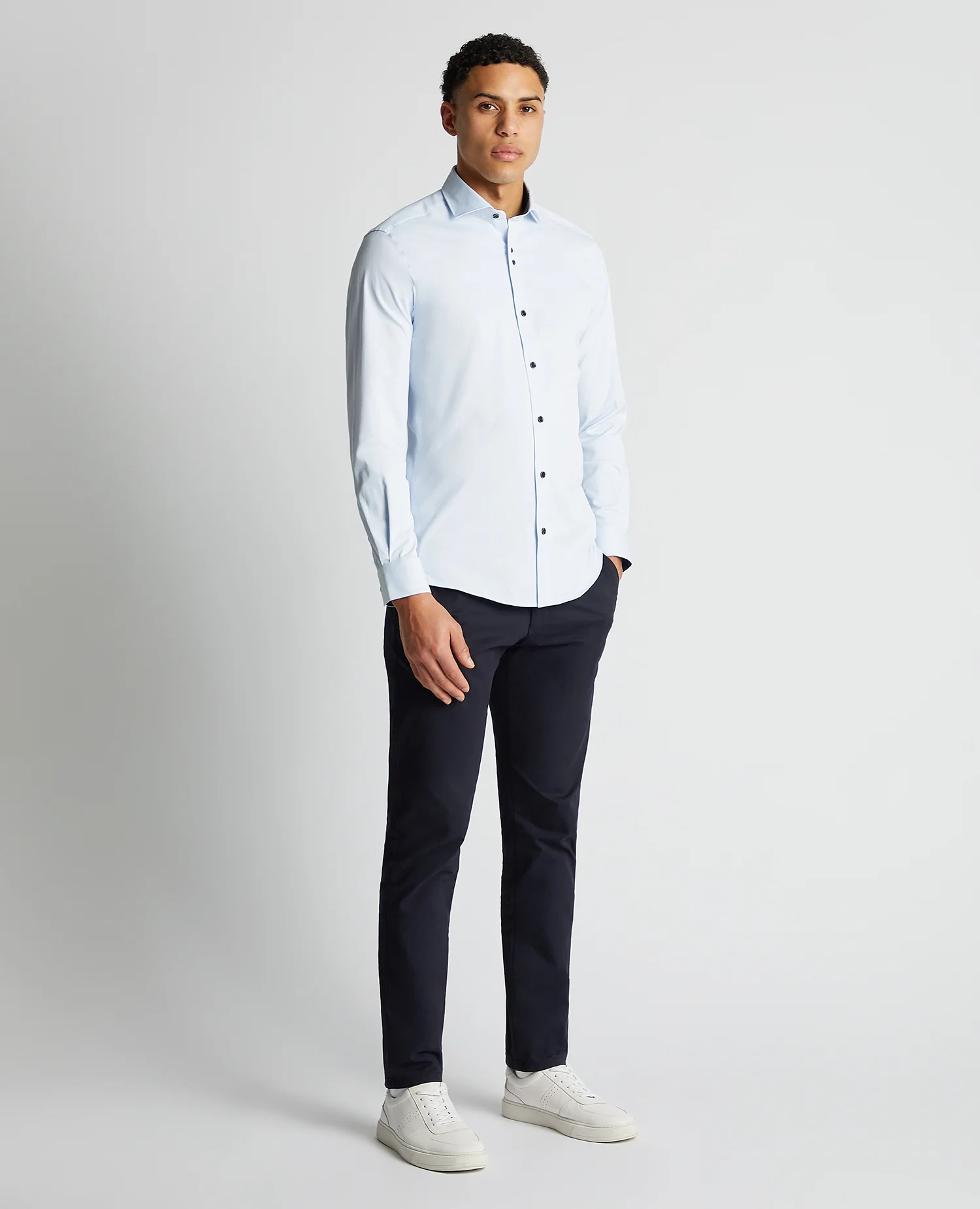 Tapered Fit Cotton-Blend Stretch Shirt - Image 2