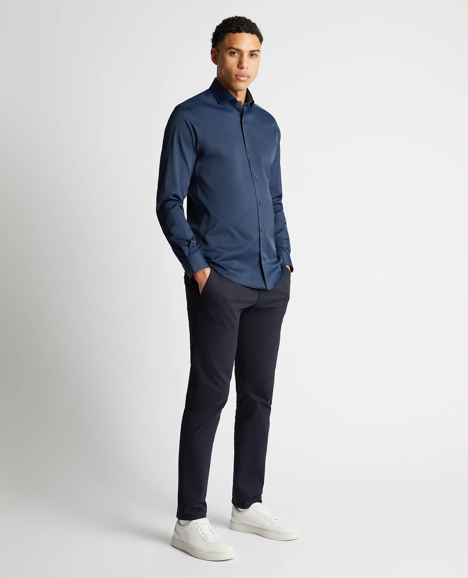 Tapered Fit Cotton-Blend Stretch Shirt - Image 2