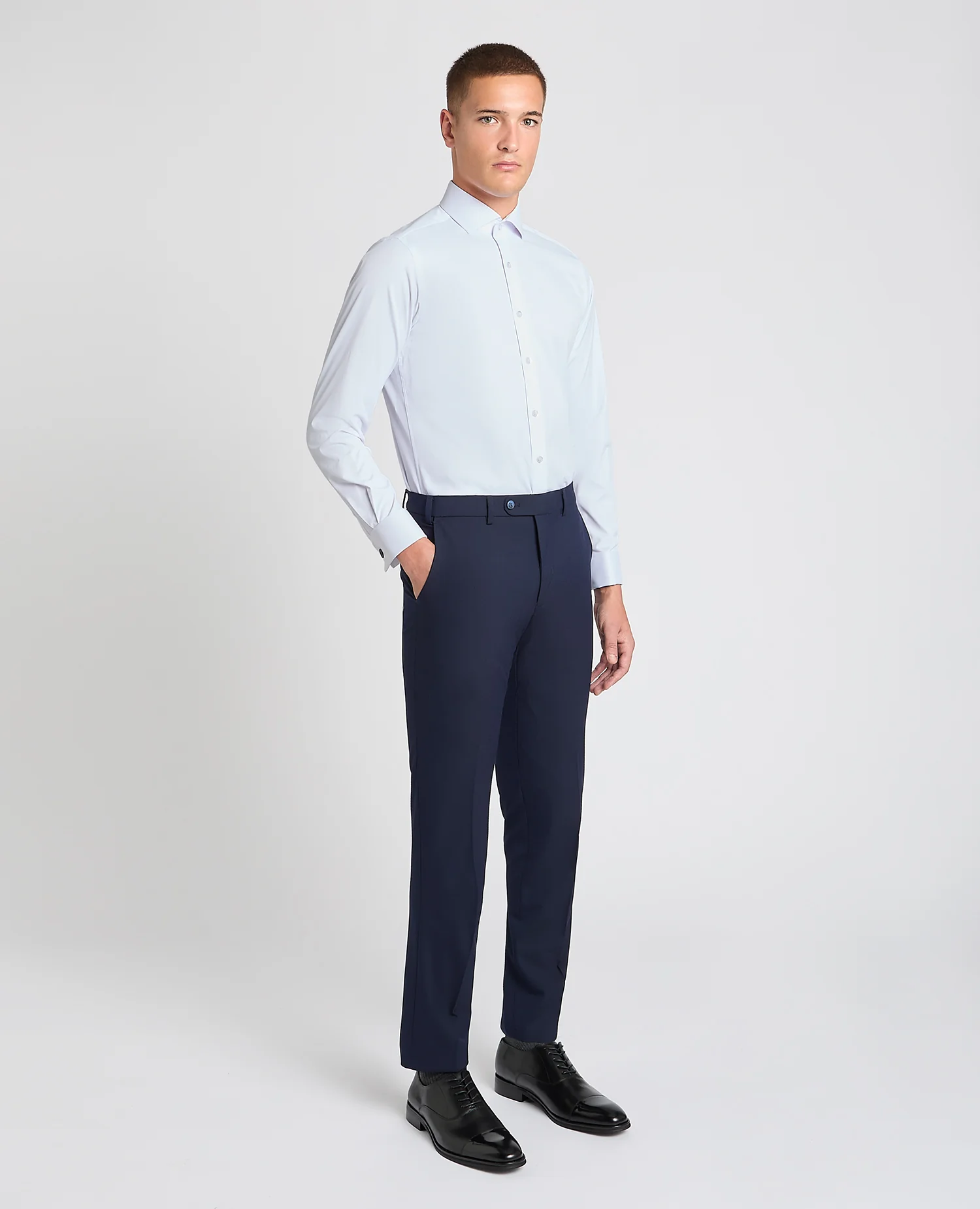 Tapered Fit Cotton-Stretch Double Cuff Shirt - Image 2