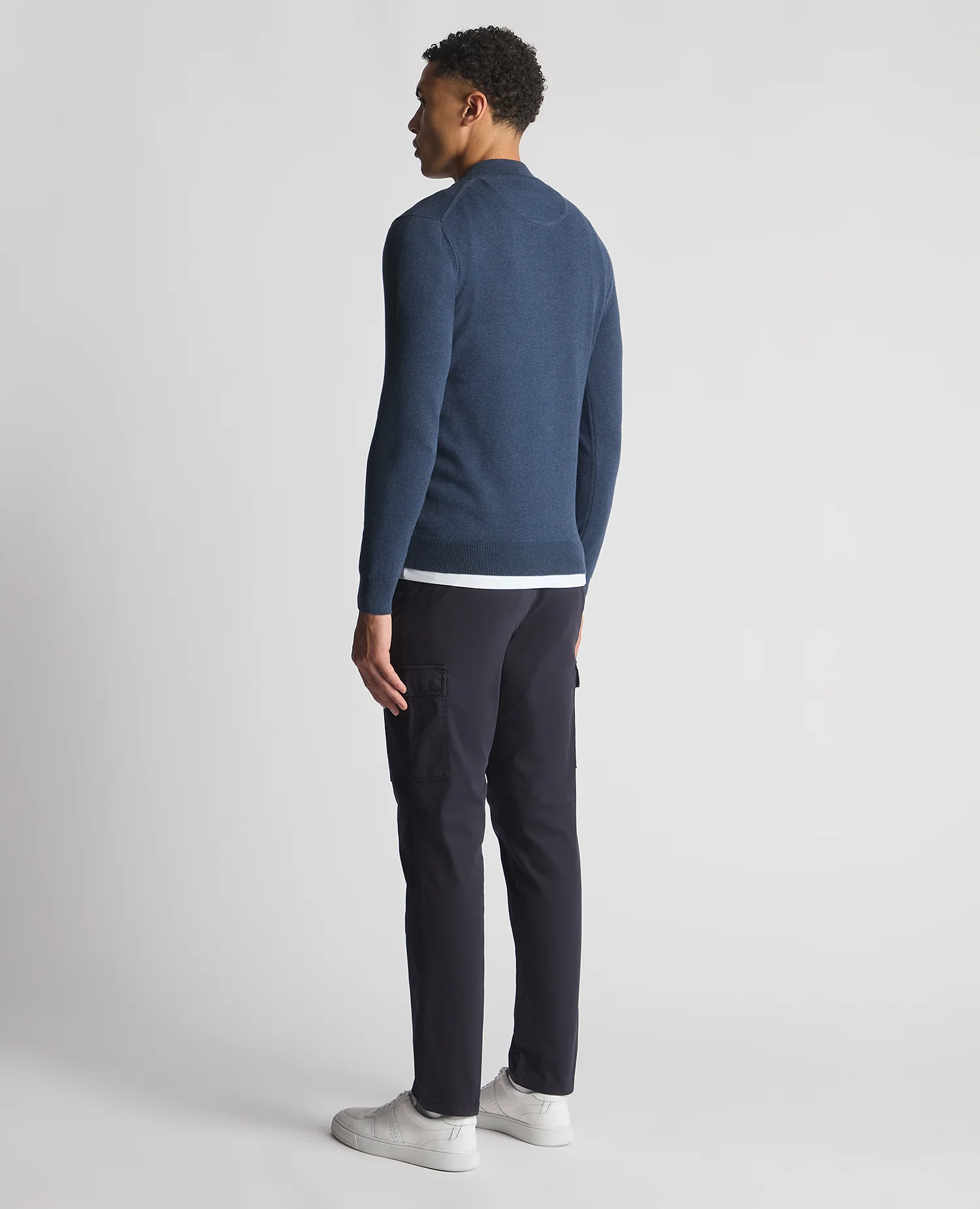 Tapered Fit Half Zip Cotton Sweater - Image 3