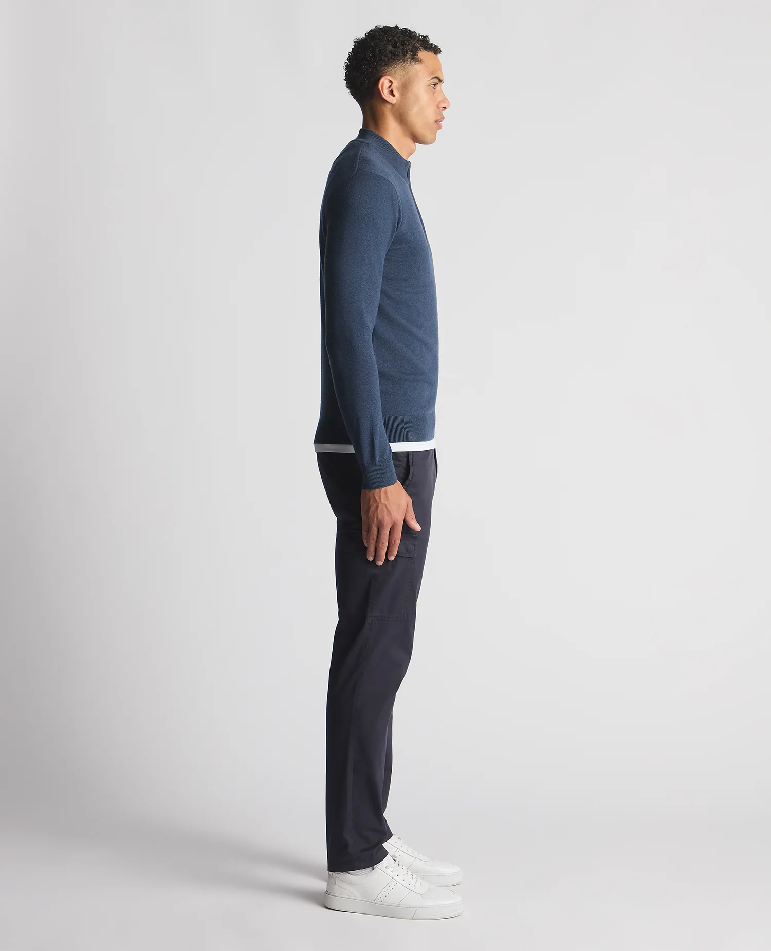 Tapered Fit Half Zip Cotton Sweater - Image 4