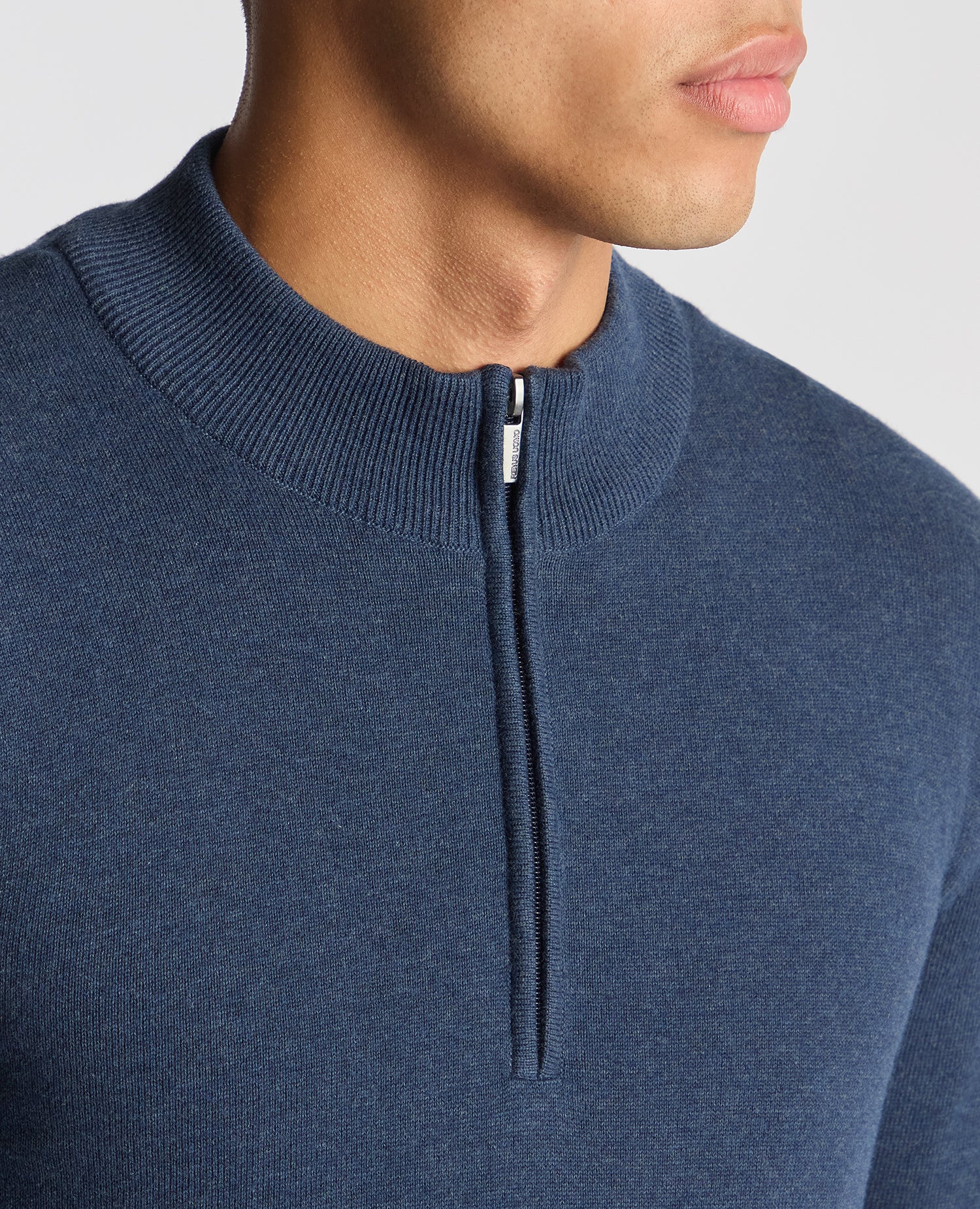 Tapered Fit Half Zip Cotton Sweater - Image 5